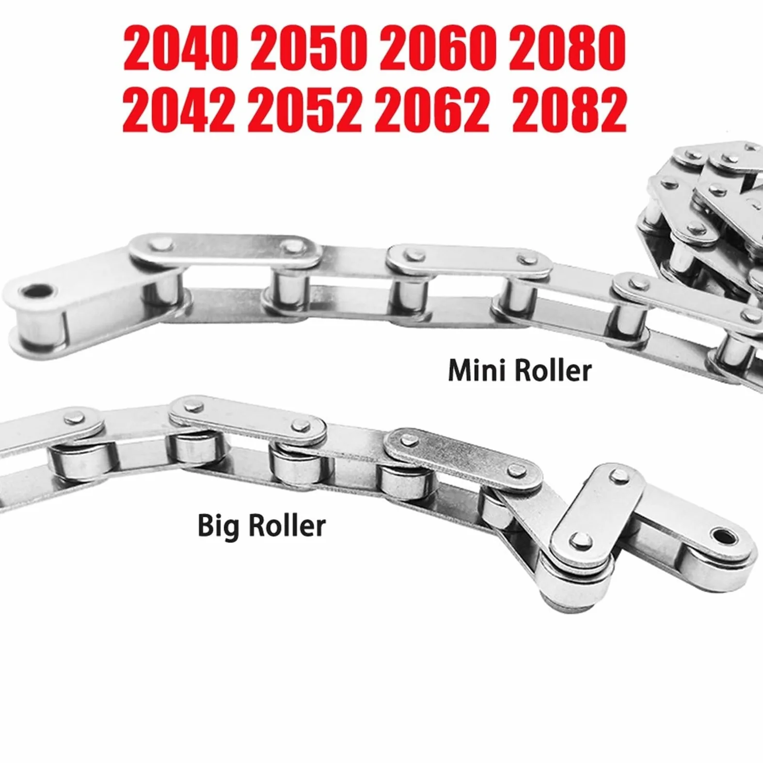 Cadena de rodillos de doble paso 304 | 1.524m de acero inoxidable for transportador industrial(2040-25.4pitch)