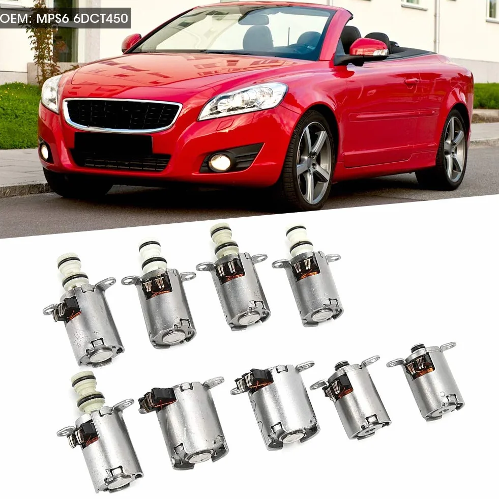 Qiilu Válvula solenoide de transmisión de 9 Piezas, Kit de solenoide de transmisión MPS6 6DCT450 de 6 velocidades Apto para Focus/C-MAX/Galaxy//Mondeo