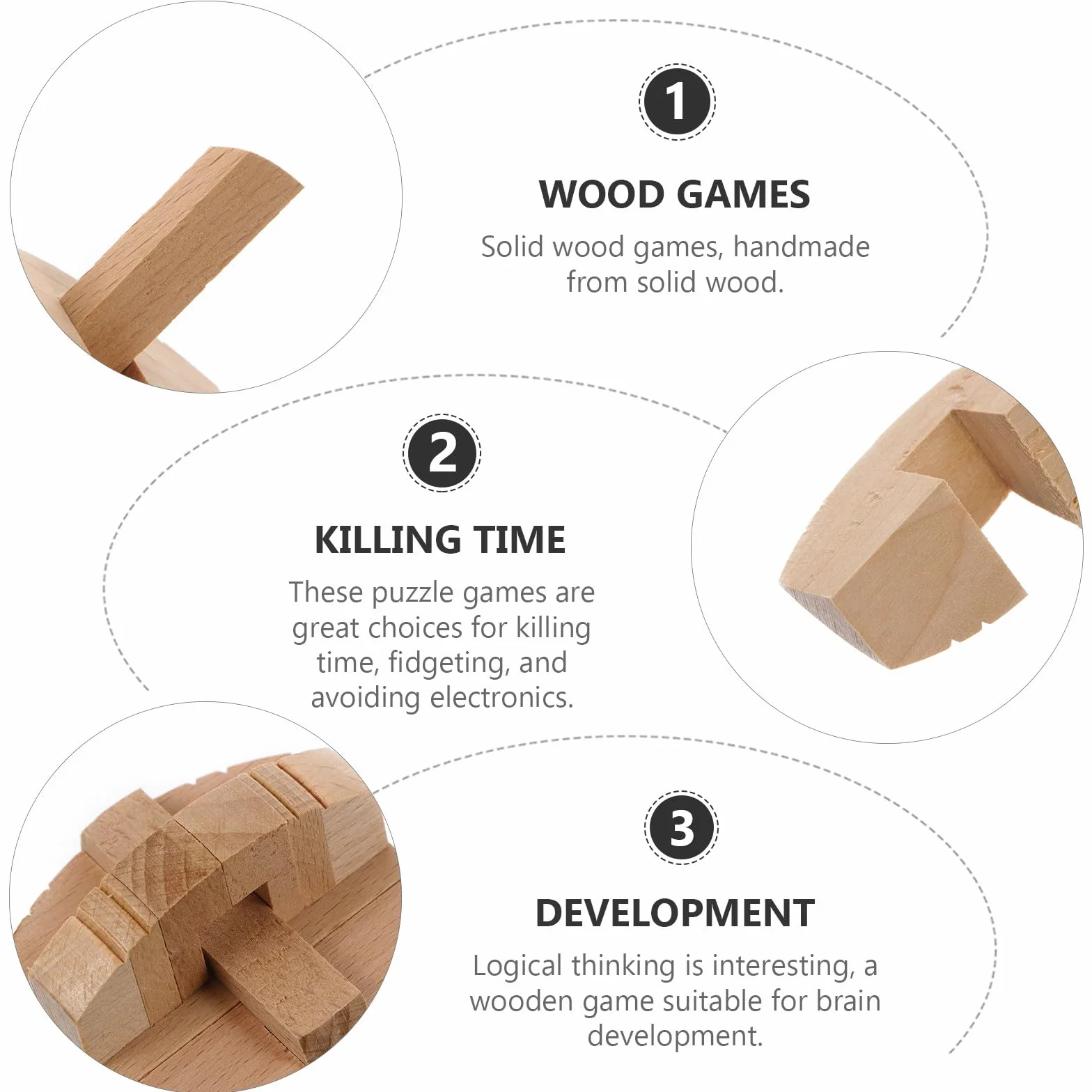 Juego de rompecabezas Luban Lock de madera natural 6 cm educativo para niños y adultos