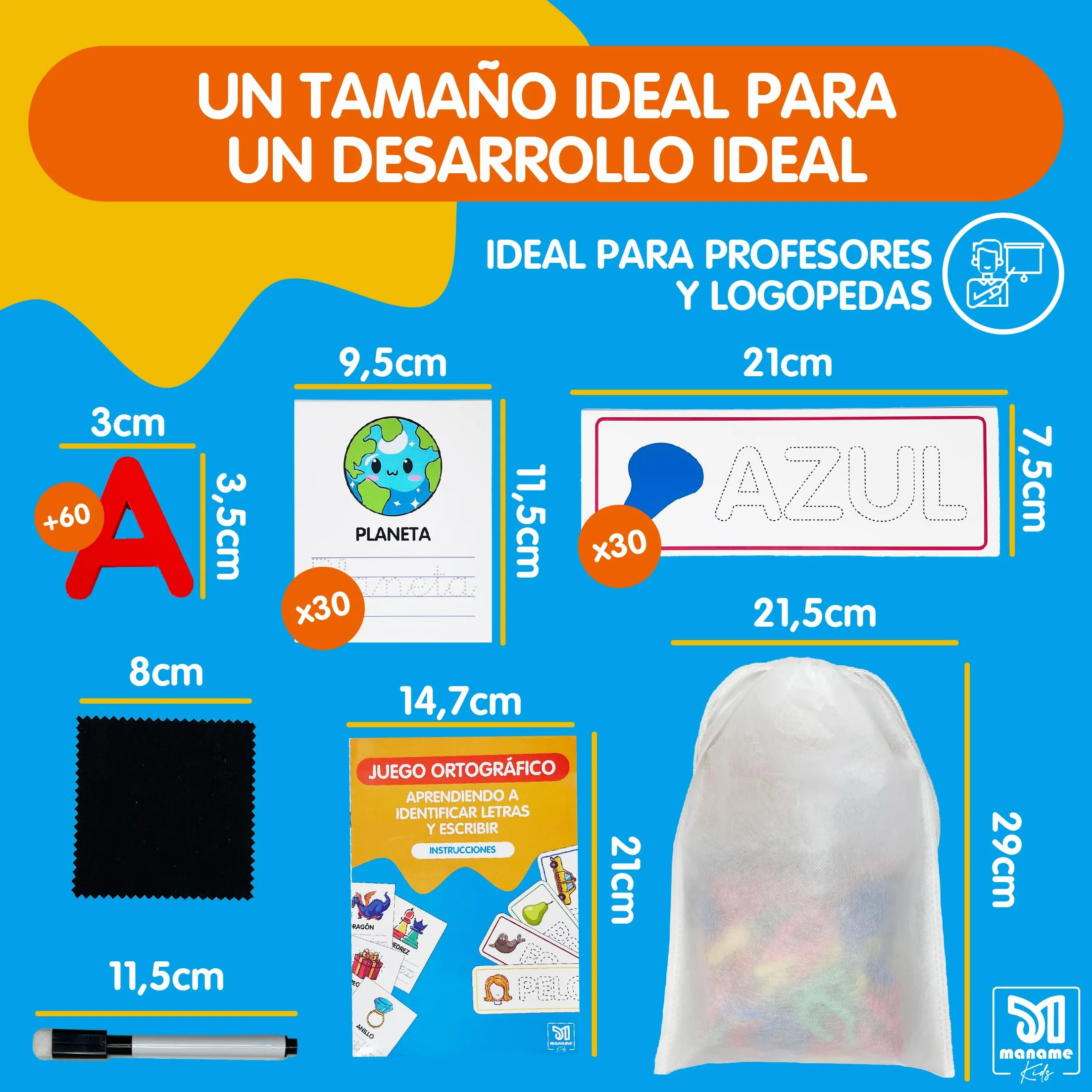 Juguetes Educativos Montessori Niños 3-6 Años Alfabeto Tarjetas Letras Madera Aprender Leer Escribir