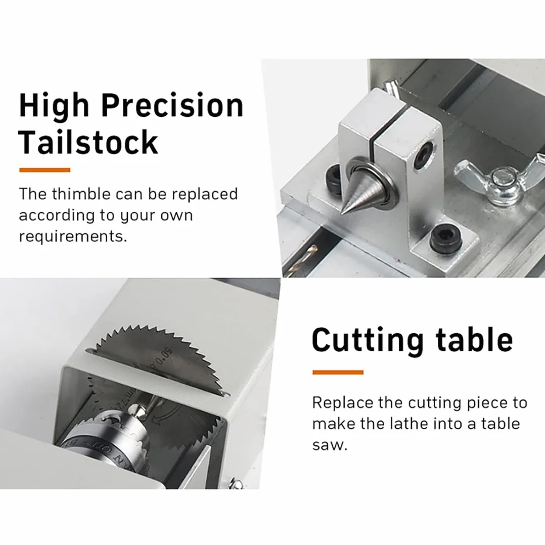 Torno pequeño de metal, mini torno 6 en 1 – 96 W para hacer modelos de madera para tallar, moler y moler piedra de madera, máquina de molienda de cuentas