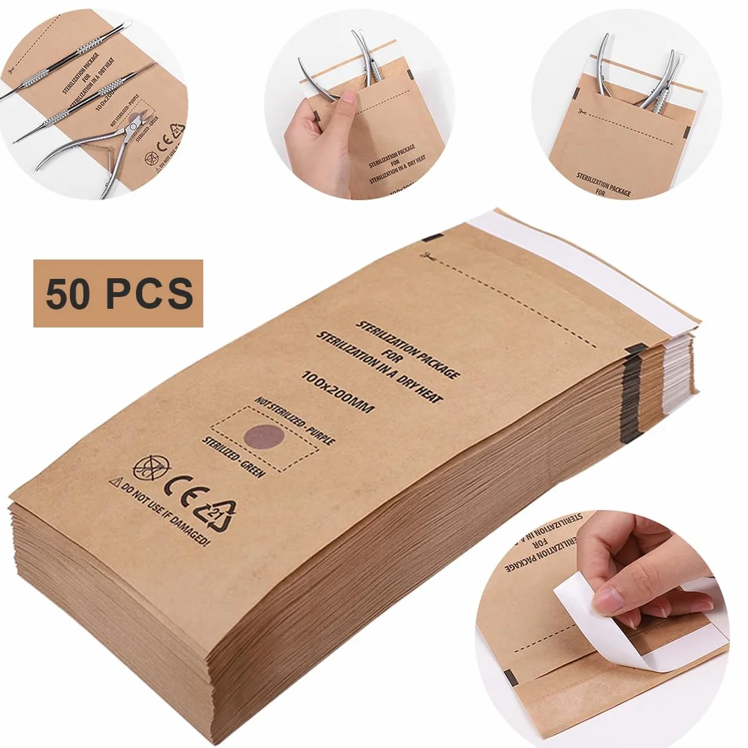 WUSJCOF Bolsas de Esterilización para Autoclave 100x200mm 50 unidades