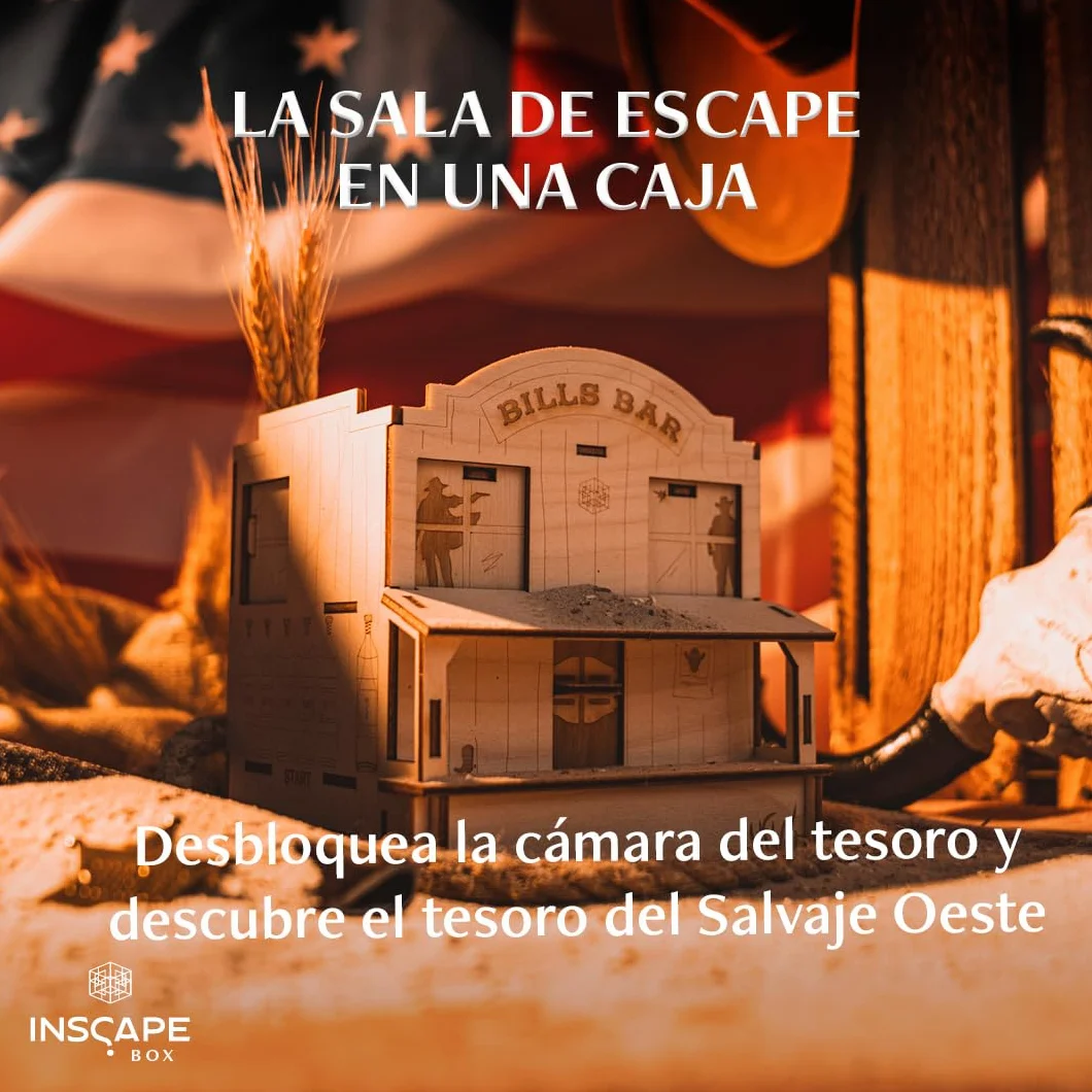 INSCAPE Wild West Riddles Caja de Rompecabezas de Madera Puzzle Box Escape Room Juego Adultos Niños 3D