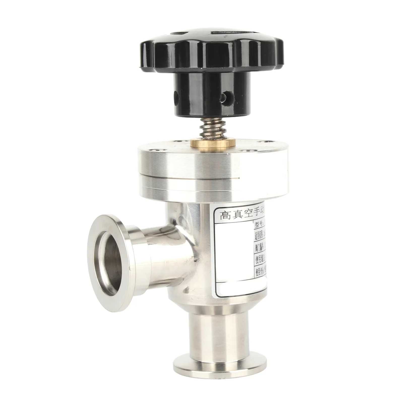 KF16 Válvula de aislamiento de fuelle Válvula de aislamiento de ángulo recto manual de alto vacío 304 Acero inoxidable con mango
