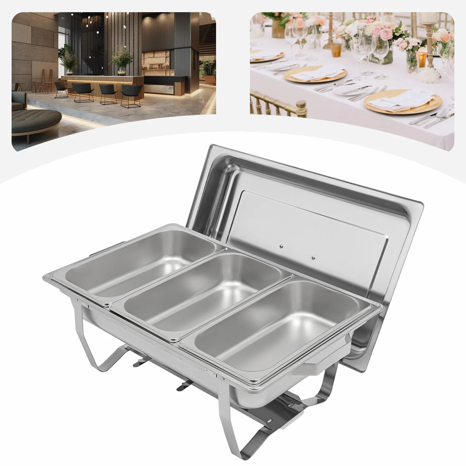 MINRS Chafing Dish 5L 1/3 GN Calentador de Alimentos para Catering Buffet Bodas