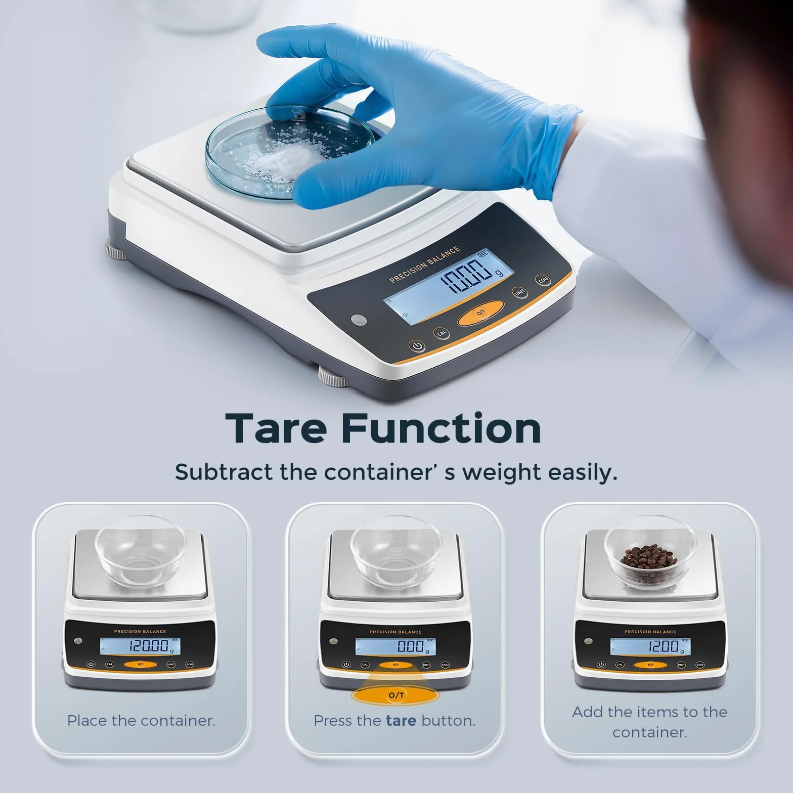 Bonvoisin Báscula de laboratorio: 5000 g x 0,01 g, báscula digital recargable con interfaz RS232, precisión de 0,01 g