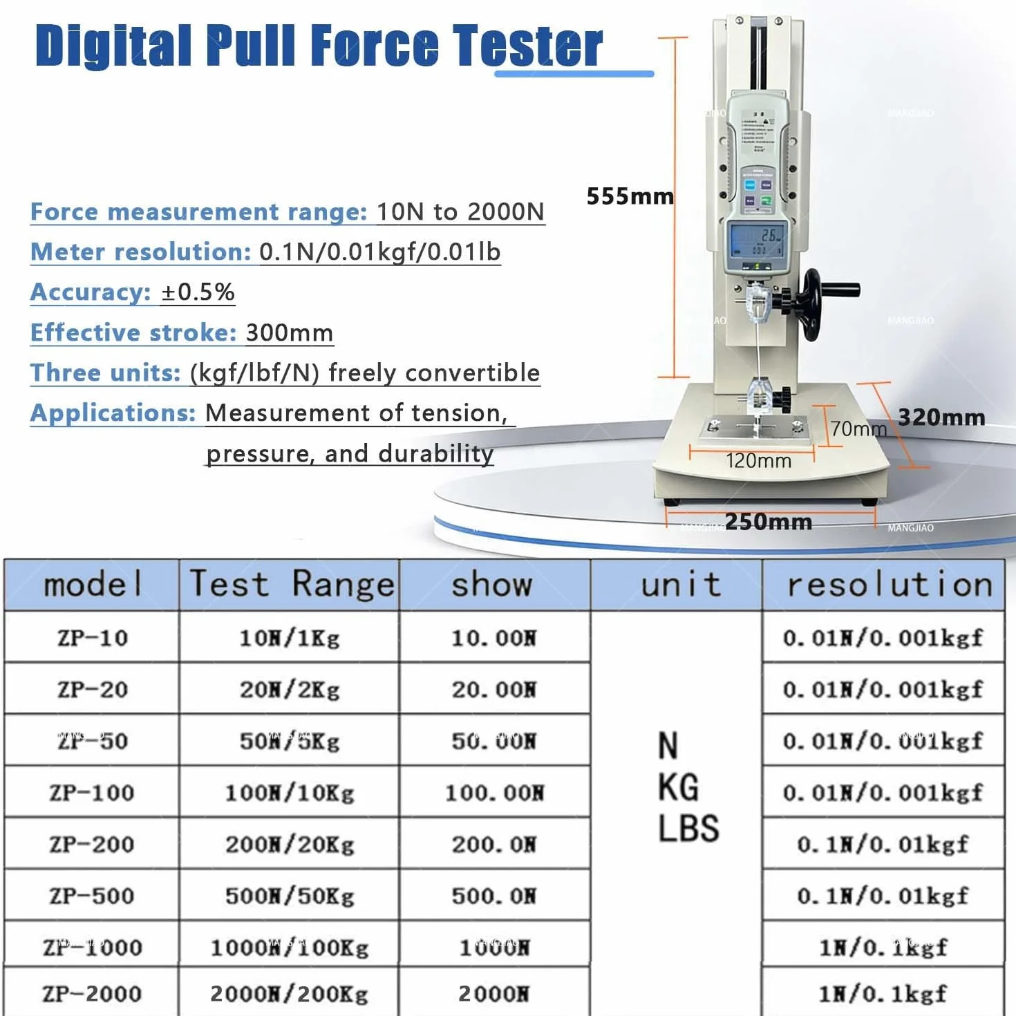 Máquina Versátil Para Ensayos De Tracción, Sistem-a De Dinamómetro Digital, Compatible Con Ensayos De Empuje-tracción, Punto De Rotura Y Compresión.(With ruler,200N)