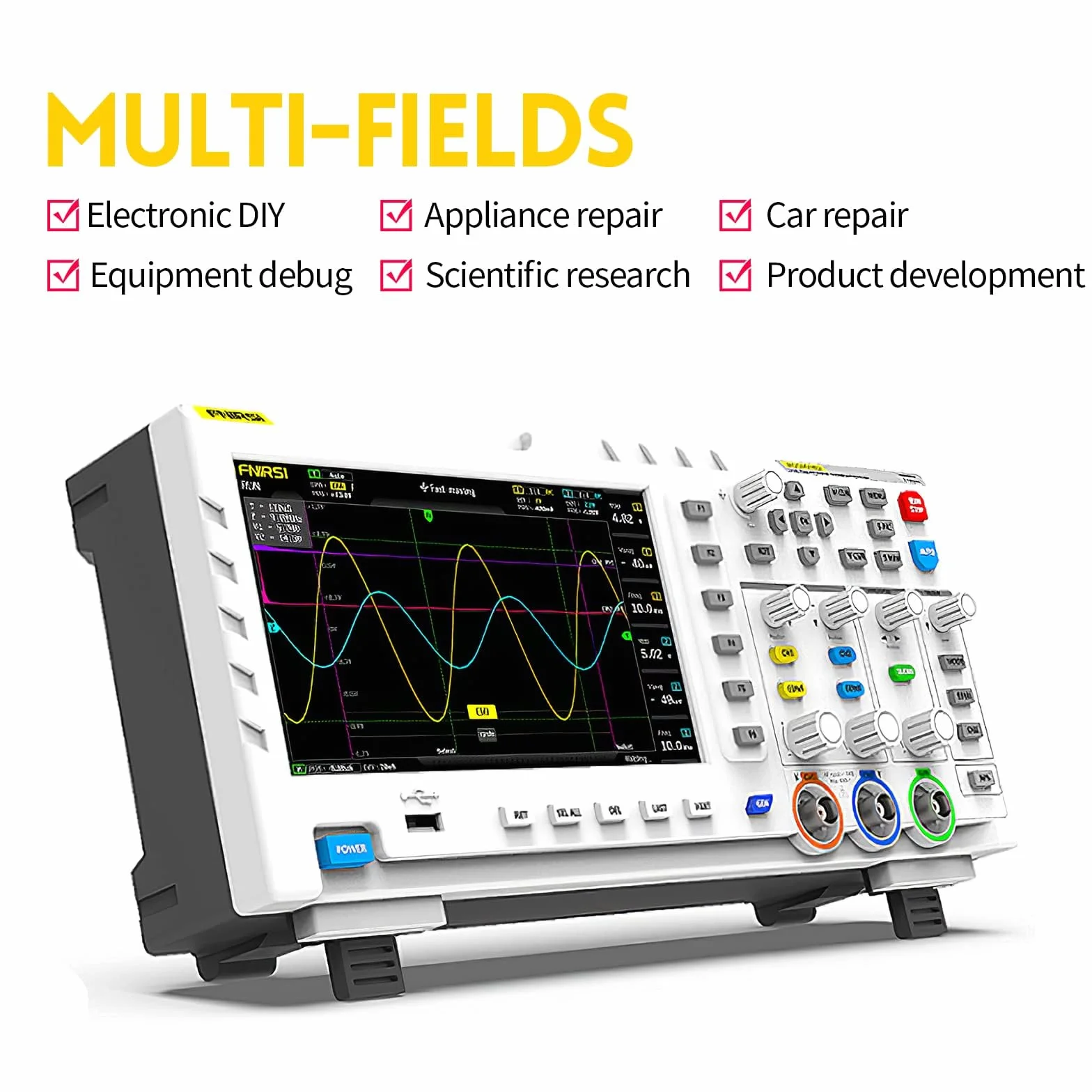 FNIRSI Osciloscopio 1014D - Osciloscopio digital 2 en 1, generador de señal DDS, 2 canales de 100 MHz de ancho de banda 1GSa/s