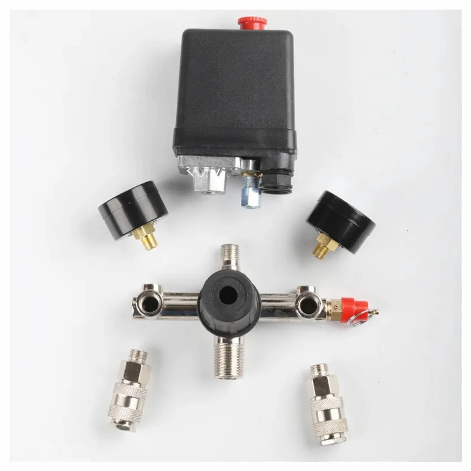 presostato del compresor Bomba compresora de Aire de 220 V/380 V, 90-120 PSI, con válvula de Interruptor de presión, colector regulador de Alivio con manómetro(380V)
