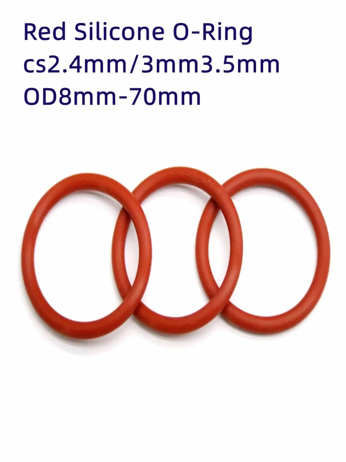 50/10 juntas tóricas de silicona roja, diámetro exterior de 8 mm a 70 mm (grosor de 2,4 mm, 3 mm y 3,5 mm), resistentes al agua y al aceite.(OD 11MM(50PCS)_2.4MM)