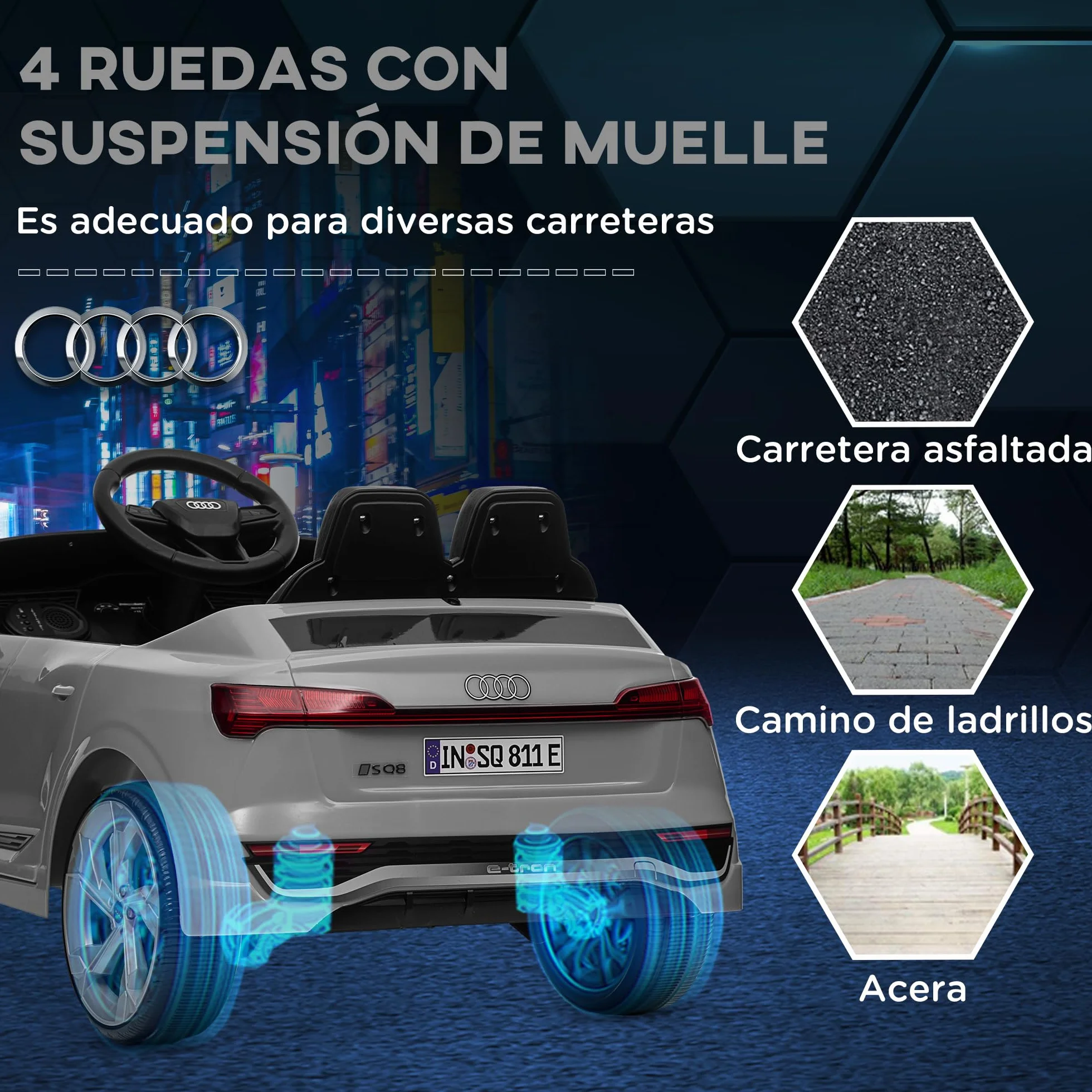 AIYAPLAY Coche Eléctrico para Niños 12V con Mando a Distancia Gris
