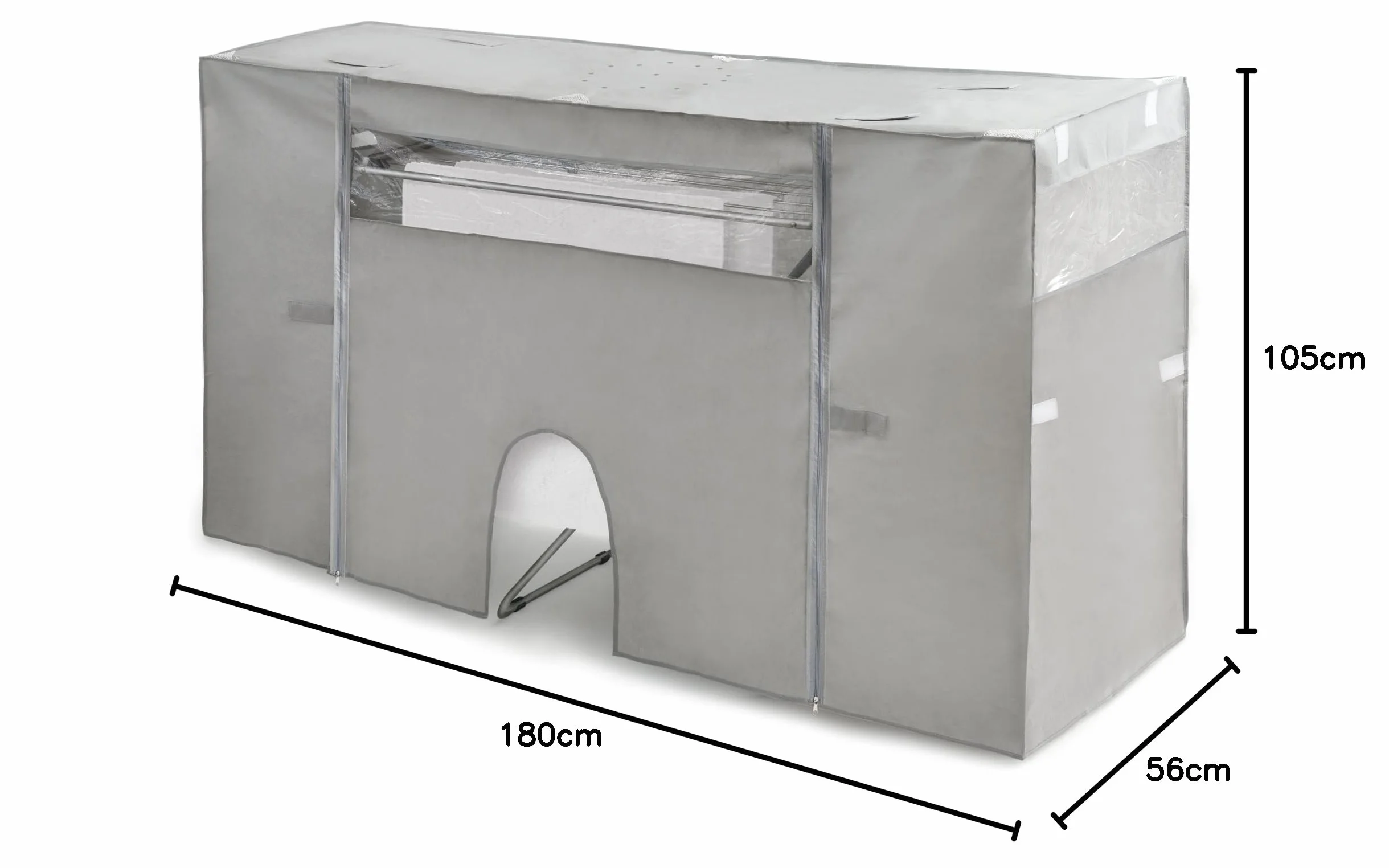 Cubre Tendedero con Calefactor Extensible Gris 105-180x56x106 cm