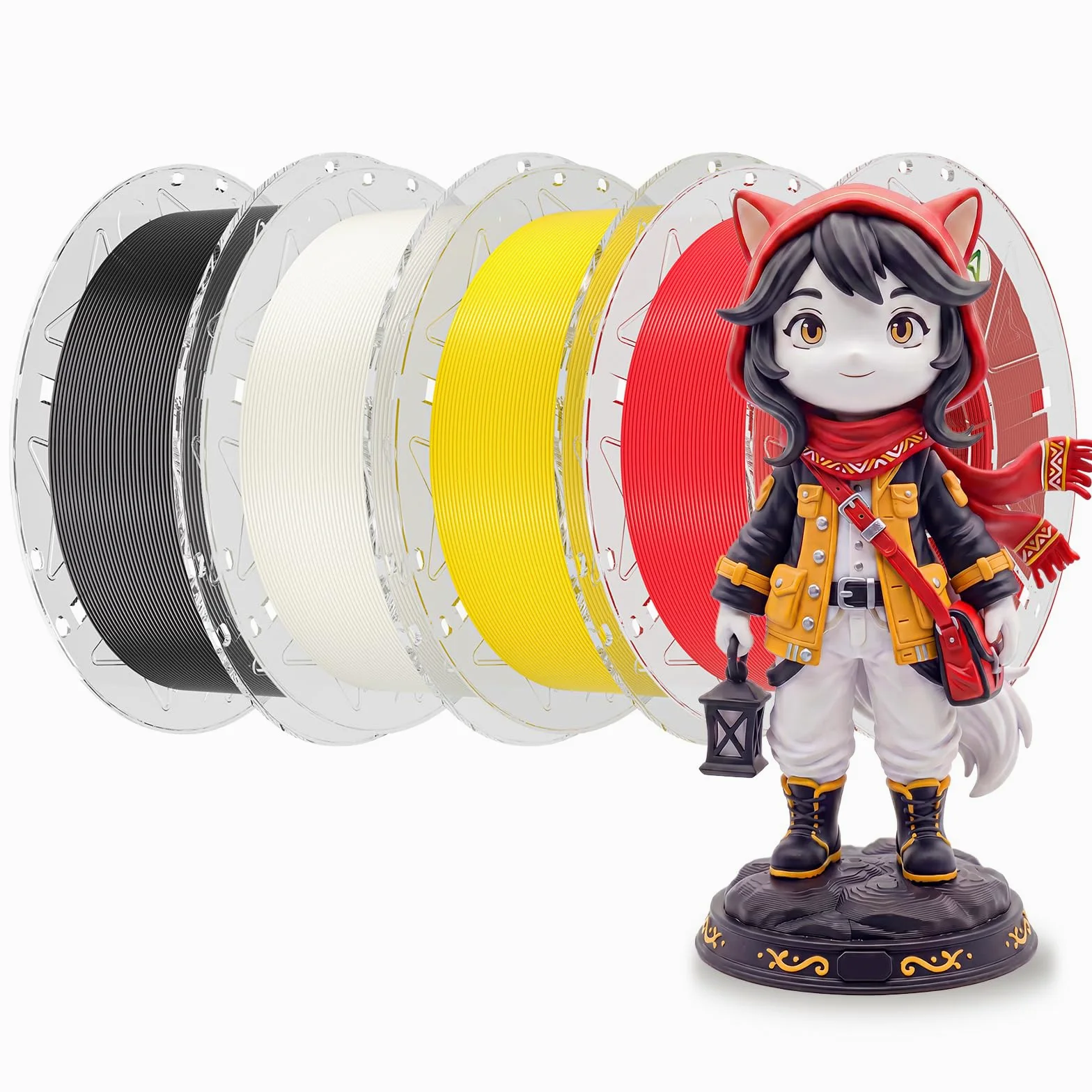 Creality Paquete de filamentos RFID para impresora 3D, filamento Hyper PLA de 1.75 mm para impresión 3D, filamento Hyper PLA RFID de alta precisión, carrete de 1 kg (negro, blanco, amarillo y rojo)