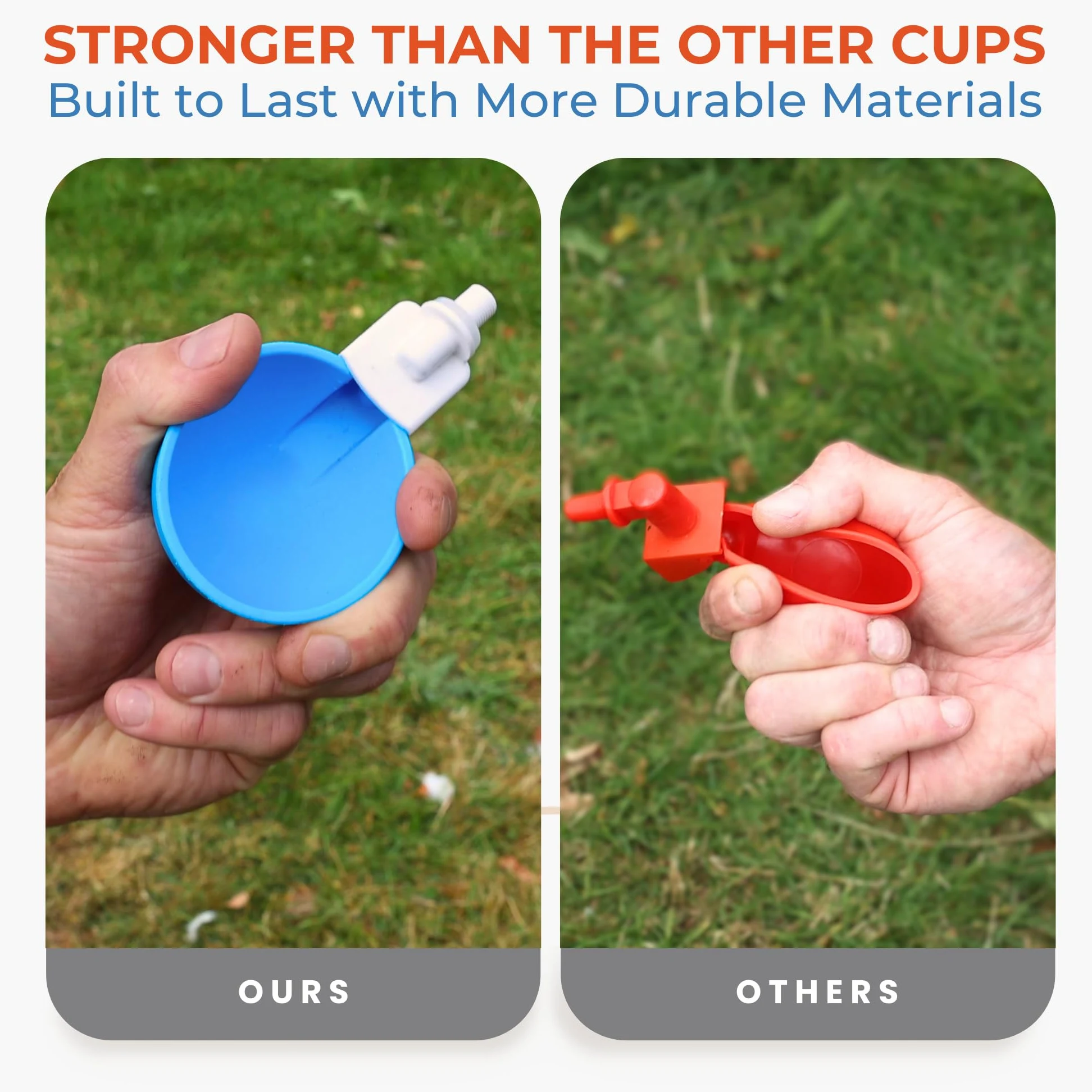 Lil Clucker - Juego de 5 Tazas de Agua automáticas Grandes para Pollos, Patos, Gansos, Pavos y Conejos, Color Azul