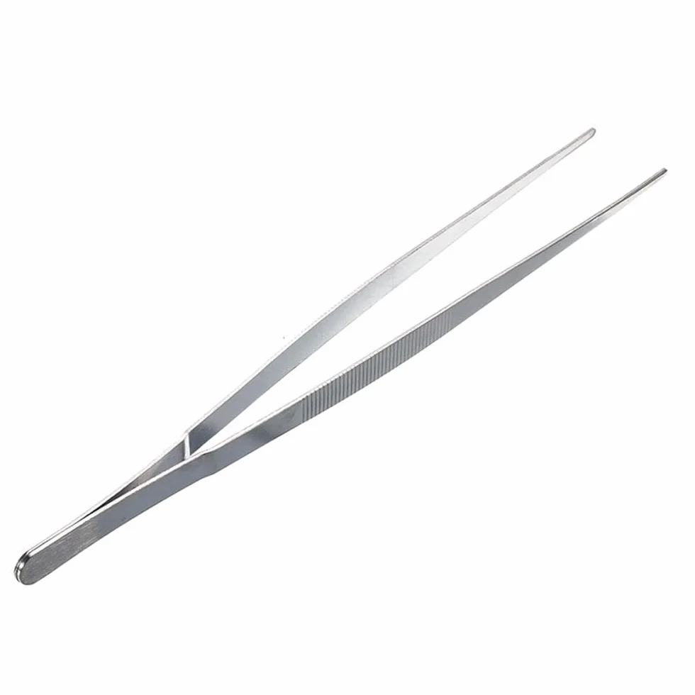 Pinzas rectas romas de acero inoxidable 8 y 12 pulgadas con punta dentada antideslizante juego para laboratorio quirúrgico