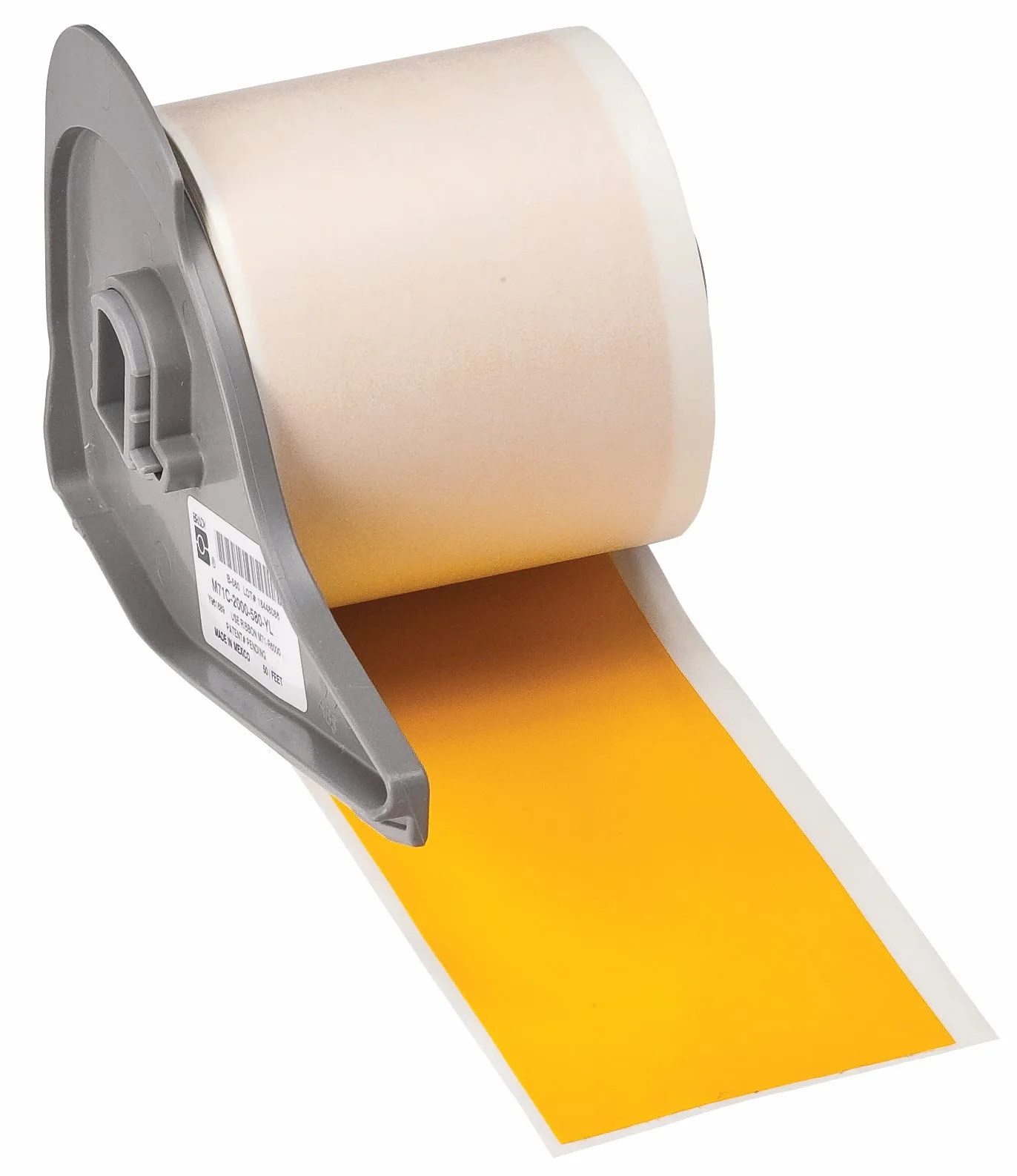 Brady Cinta adhesiva permanente de vinilo para todo tipo de clima para impresoras M710 y BMP71, 2 pulgadas x 50 pies, color amarillo. M7C-2000-595-YL