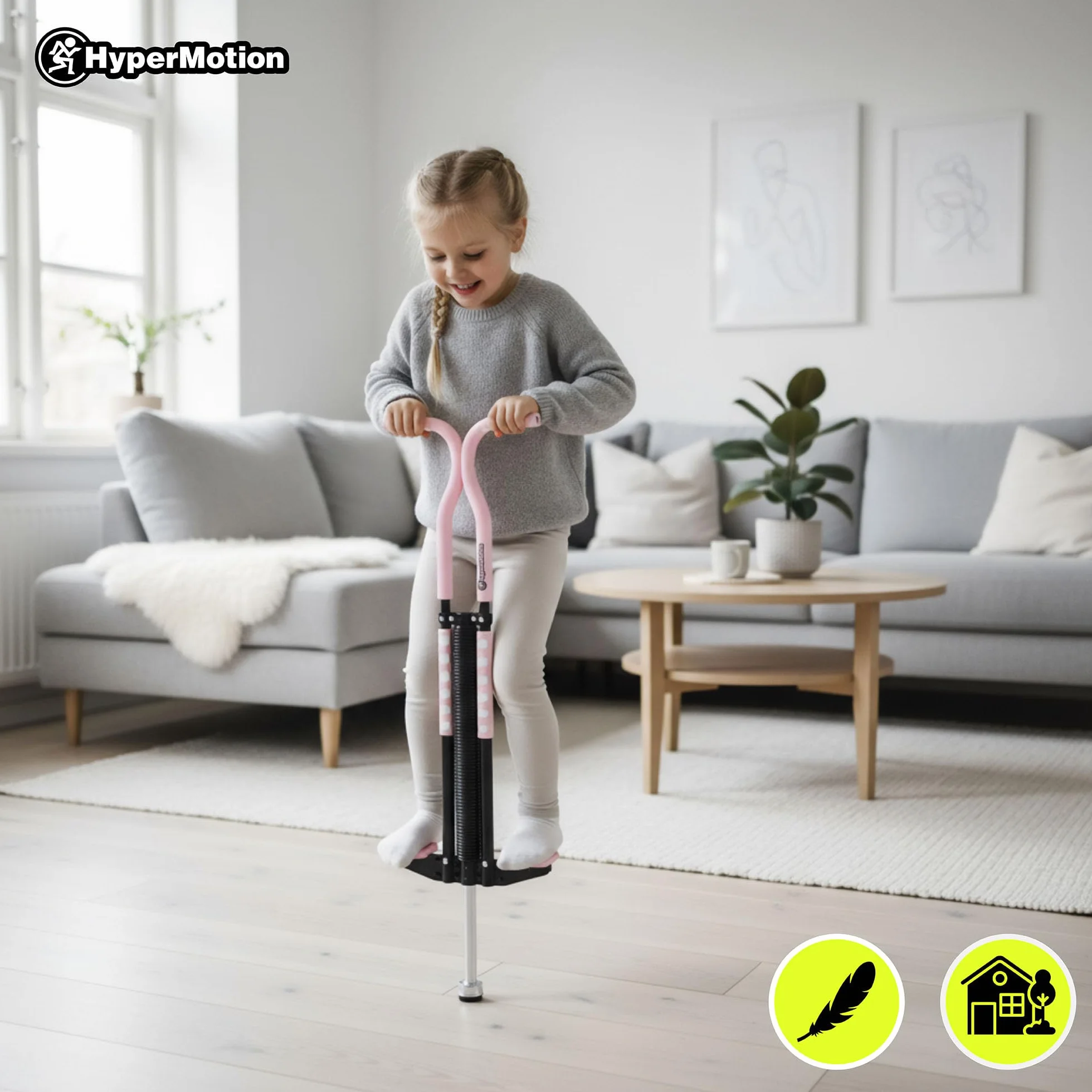 HyperMotion POGO Saltador Dinámico Juvenil 9–14 Años 50 kg 2,35 kg Sistema Elástico Rosa