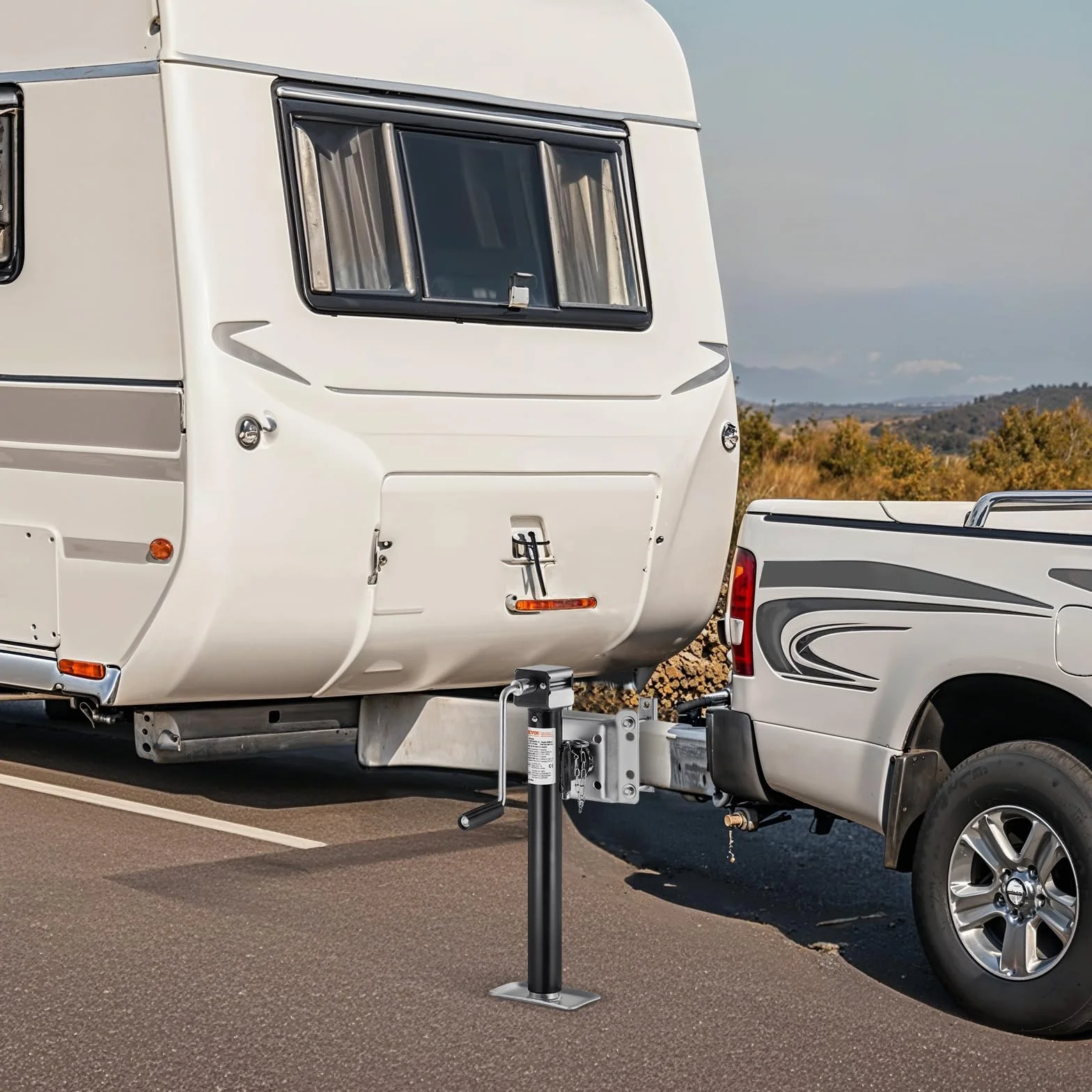 VEVOR Gato para Remolque, Capacidad de Carga Dinámica de 2267 kg, Gato para Remolque con Pernos Soporte de Elevación de 365 mm con Manija para Remolque de RV, Remolque para Yates, Remolque Utilitario