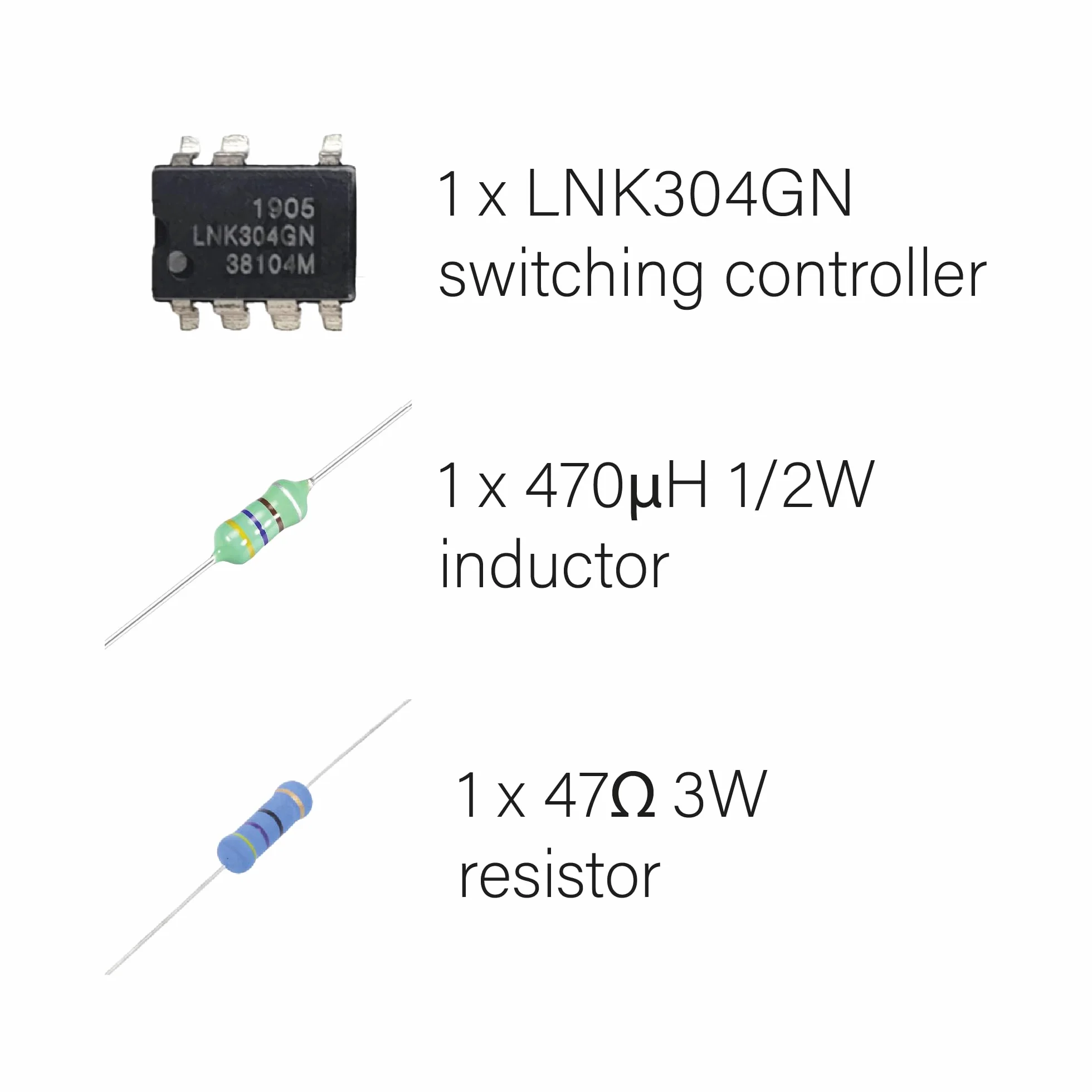 LNK304GN LNK304G Kit de reparación 47Ω 3W 470μH 1/2W