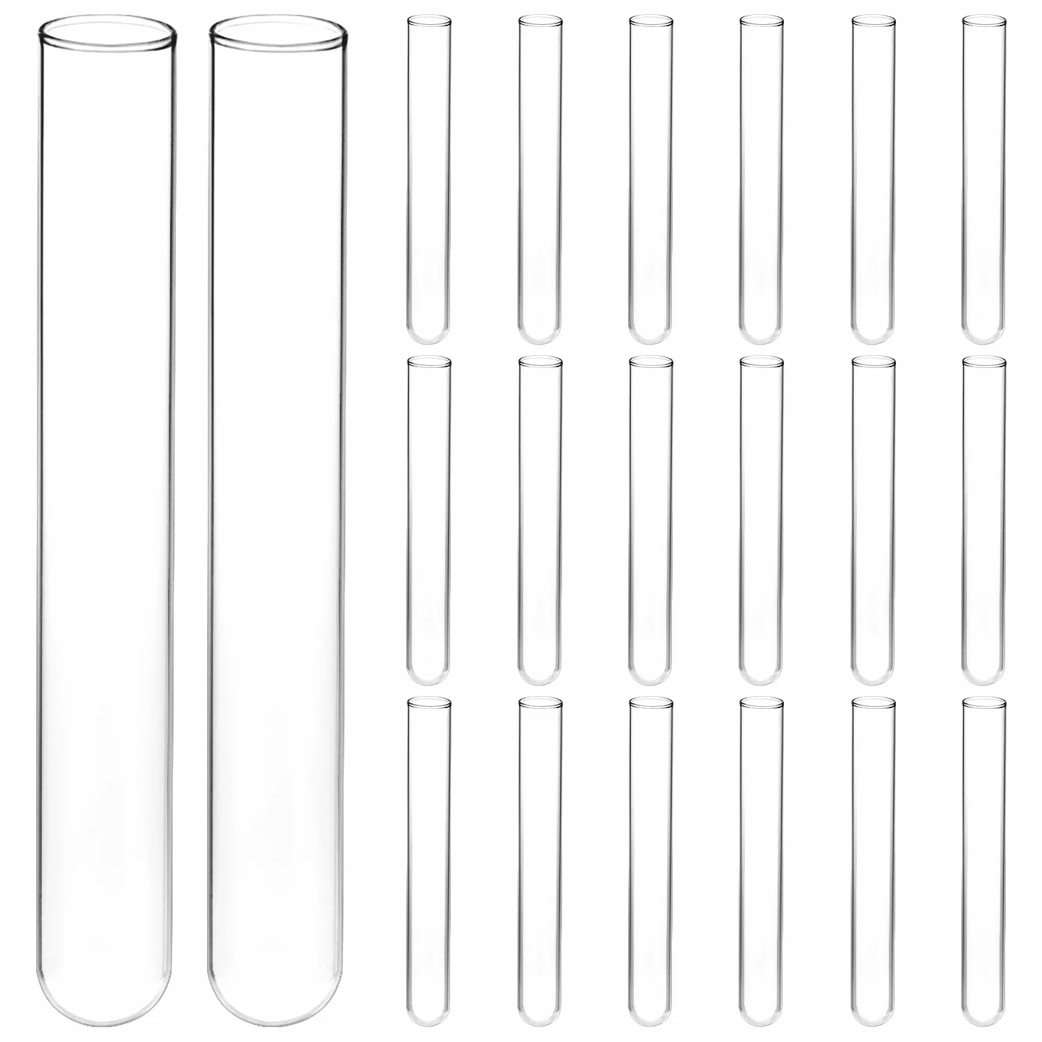 Tubo de Prueba de Vidrio de Borosilicato, 20mm x 150mm, Fondo Redondo, 20 Unidades