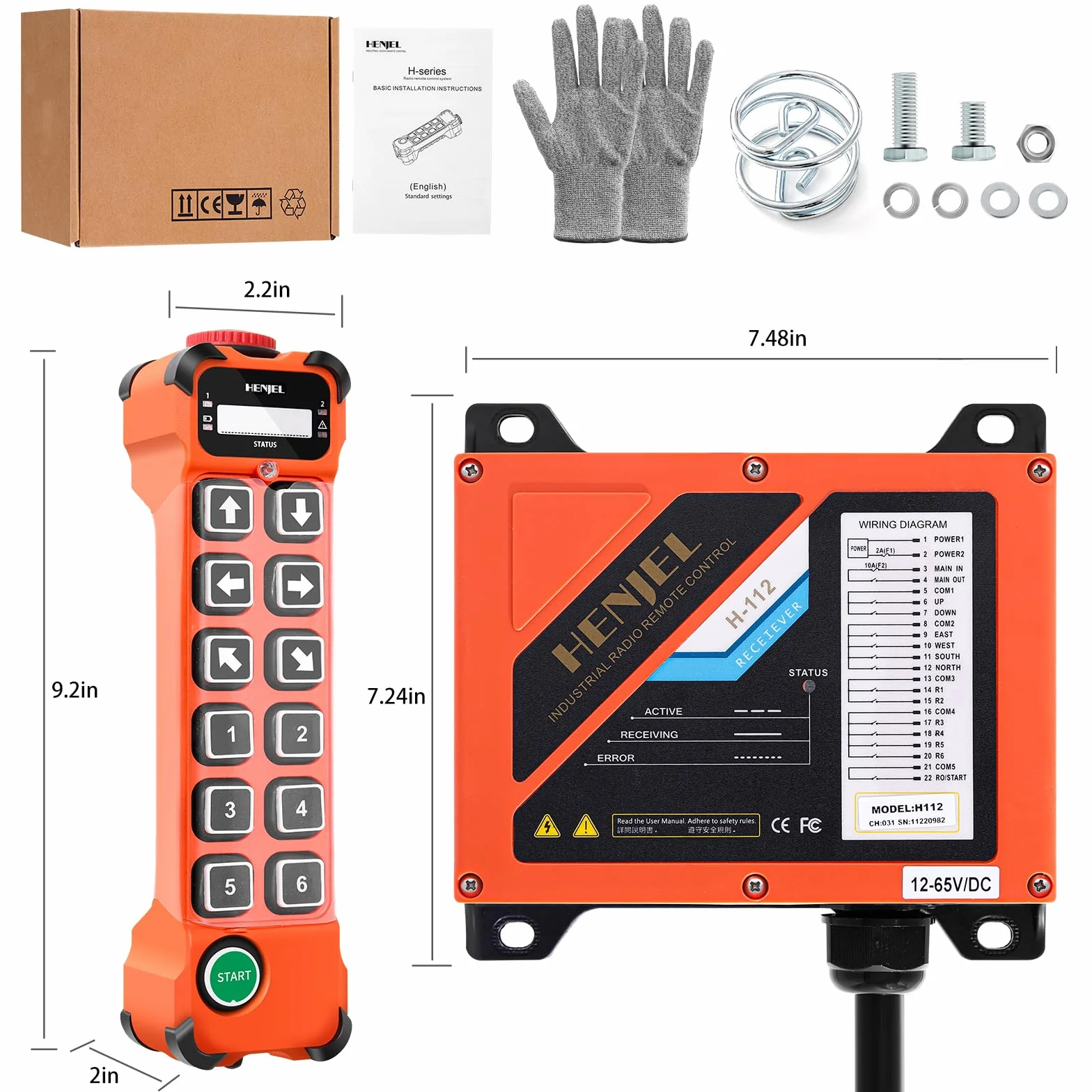 12 Canal 12V 24V 48V grúa industrial inalámbrica de radio de control remoto para polipasto eléctrico de cadena puente grúa viajera volquete remolque de camiones transmisor y receptor
