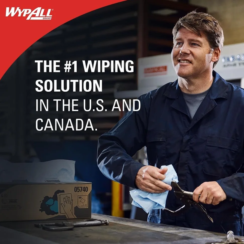 WypAll L40 Power Clean Paños Industriales 7452, Resistencia y Absorción Superior, Ideal para Limpieza Industrial y Mantenimiento, Compatible con Dispensadores Kimberly-Clark, 1 Rollo de 750 Paños