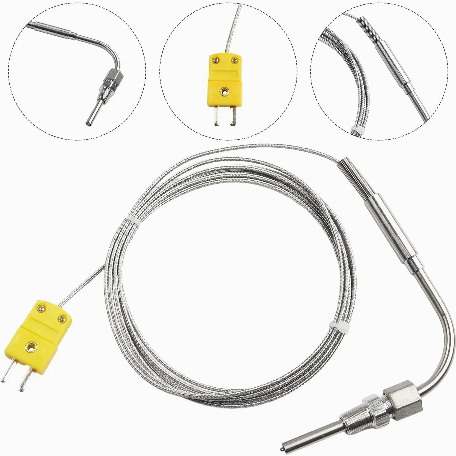Sonda de escape Roscas de termopar EGT Bloqueo de presión tipo K de alta temperatura Acero inoxidable ajustable Fácil uso