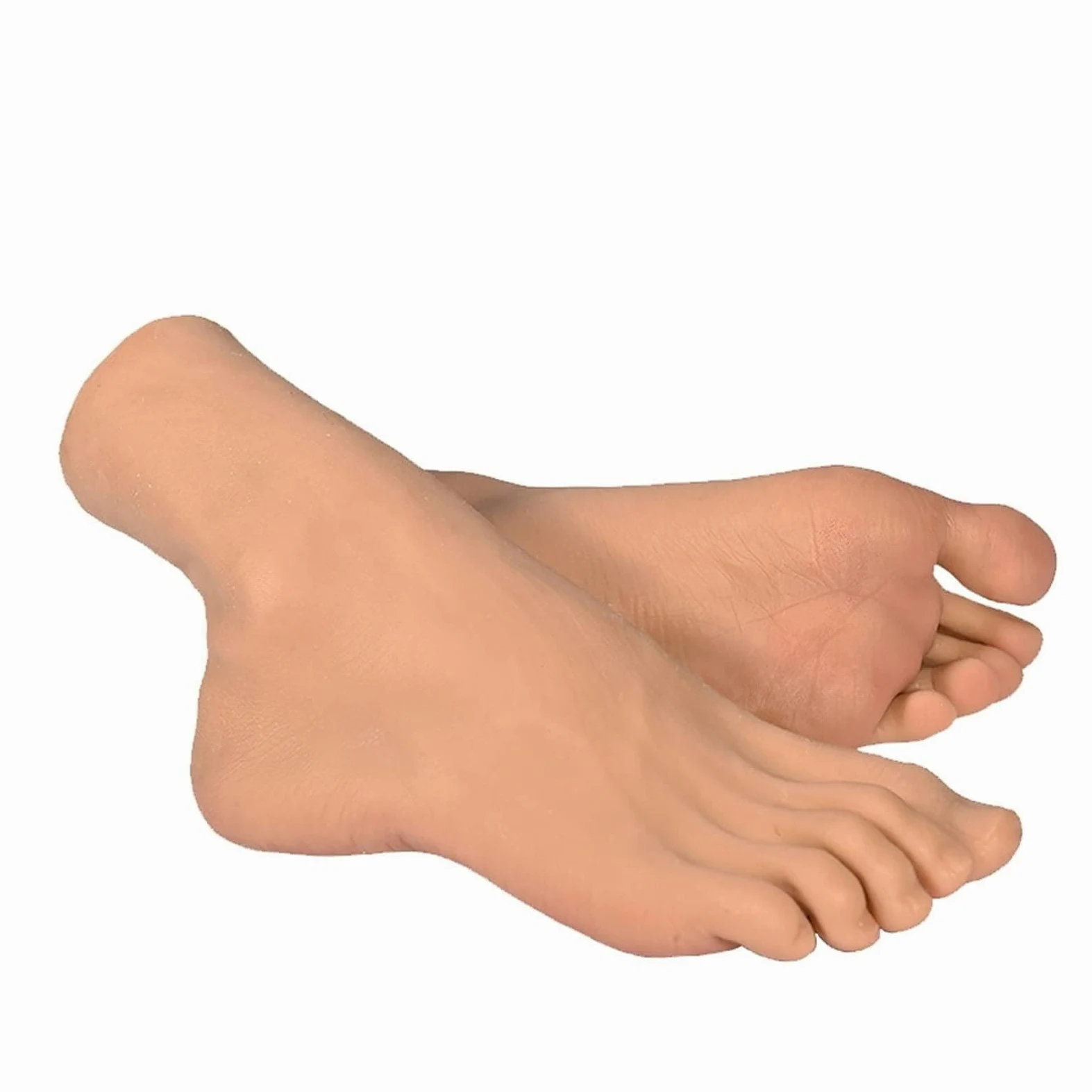Modelo de pie de silicona realista 1 par de hombres de silicona pies maniquíes uno derecho izquierdo modelo de modelo for zapatos de visualización 44 tamaño(1 pcs right)