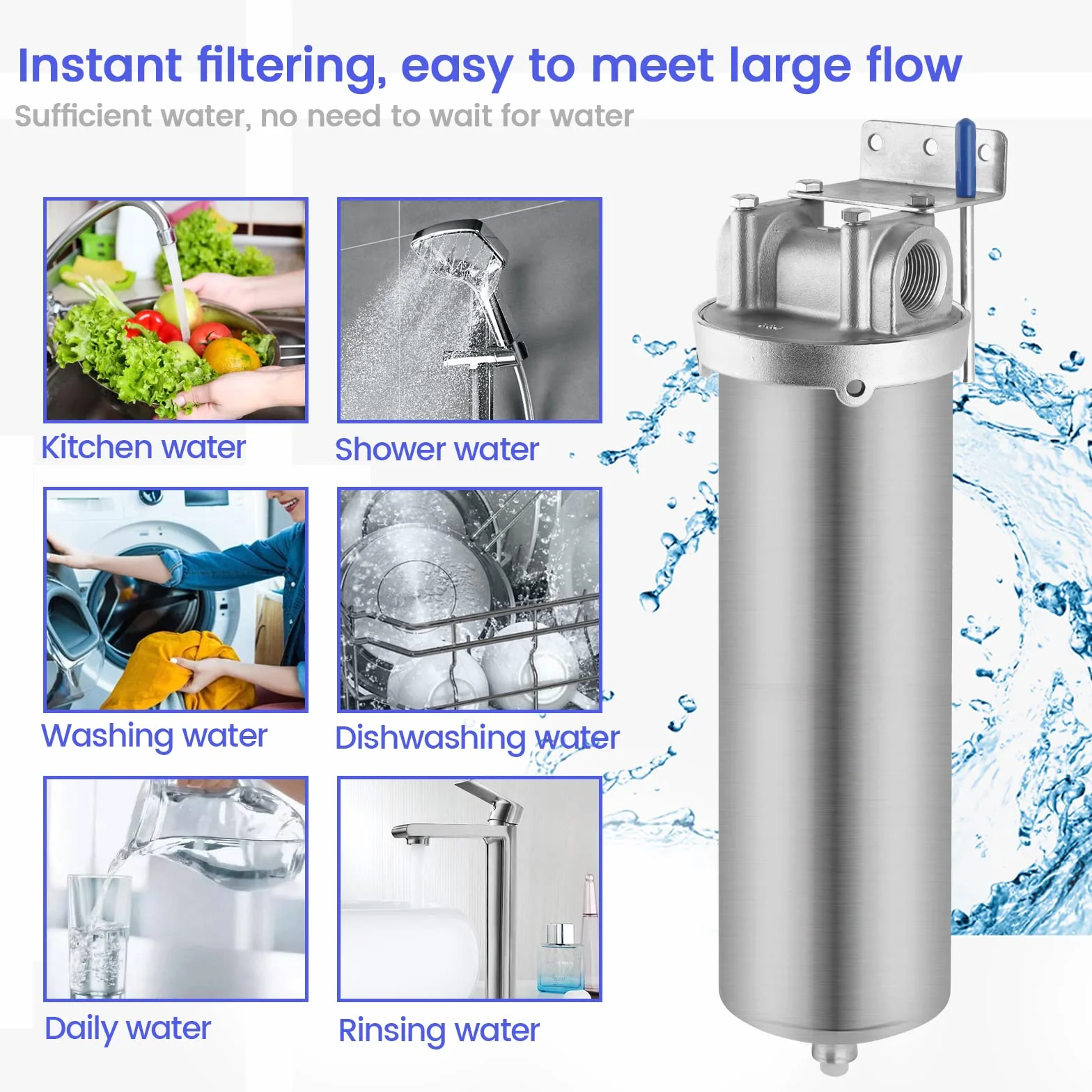 NSF Carcasa de filtro de acero inoxidable 304 para purificación de agua 10 pulgadas 3/4 NPT