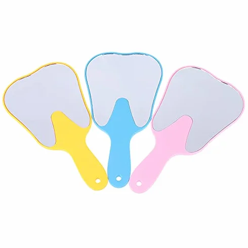 Espejos de cara dental para paciente forma molar color aleatorio 5 piezas