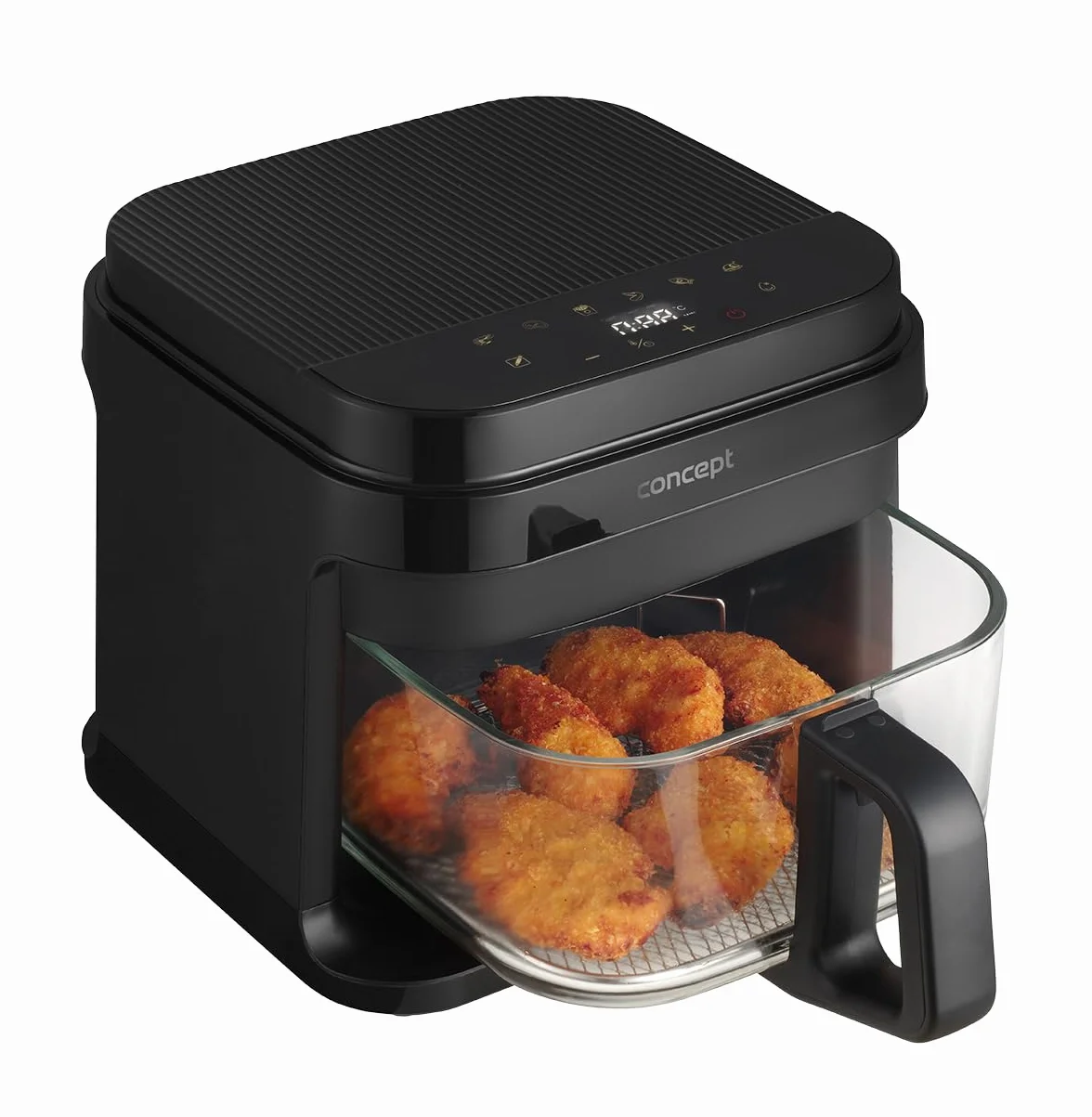 Freidora de aire caliente GLASS & FAST FR5500, 5,5 L, color negro
