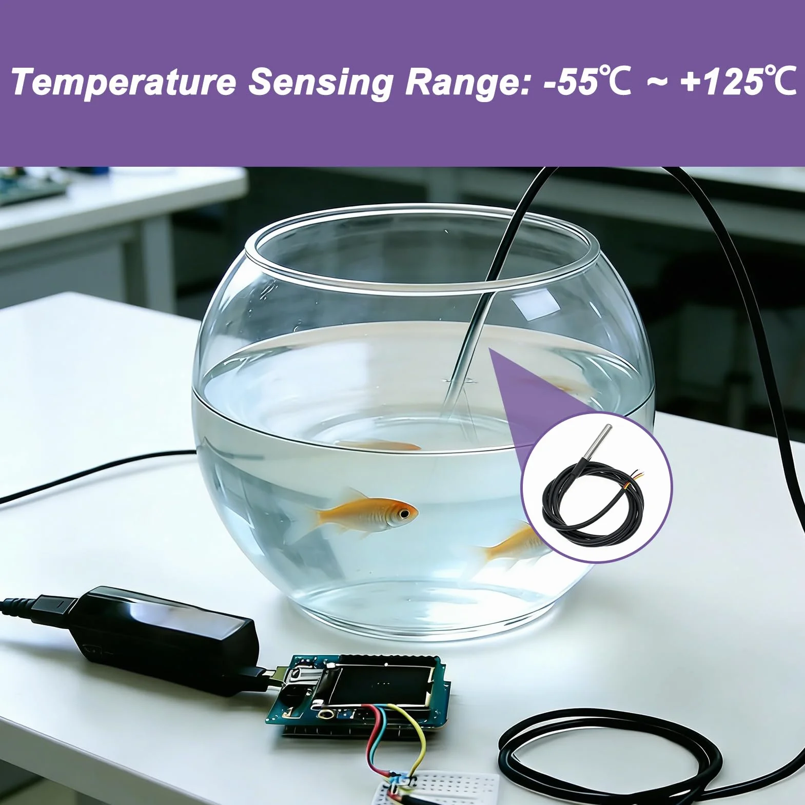 2 Piezas Sensor Temperatura DS18B20, Sonda Impermeable Cable 1m, Digital Acero Inoxidable para Arduino Raspberry Pi