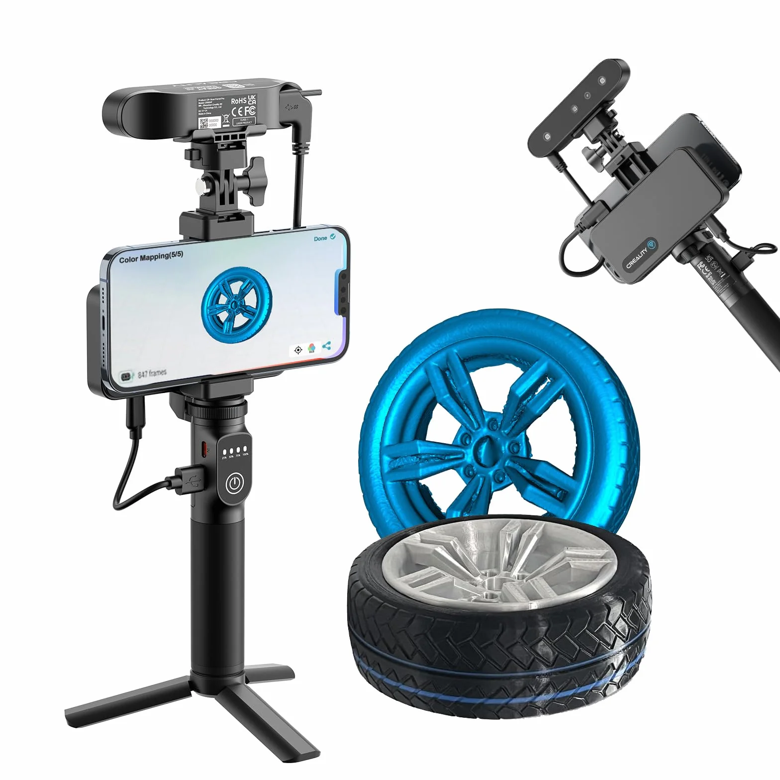 Creality CR-Scan Ferret Pro - Escáner 3D para impresión 3D, 0,1 mm de precisión, escaneo inalámbrico a través de WiFi 6, escáner de mano antivibración, escaneo a todo color de 24 bits, compatible con