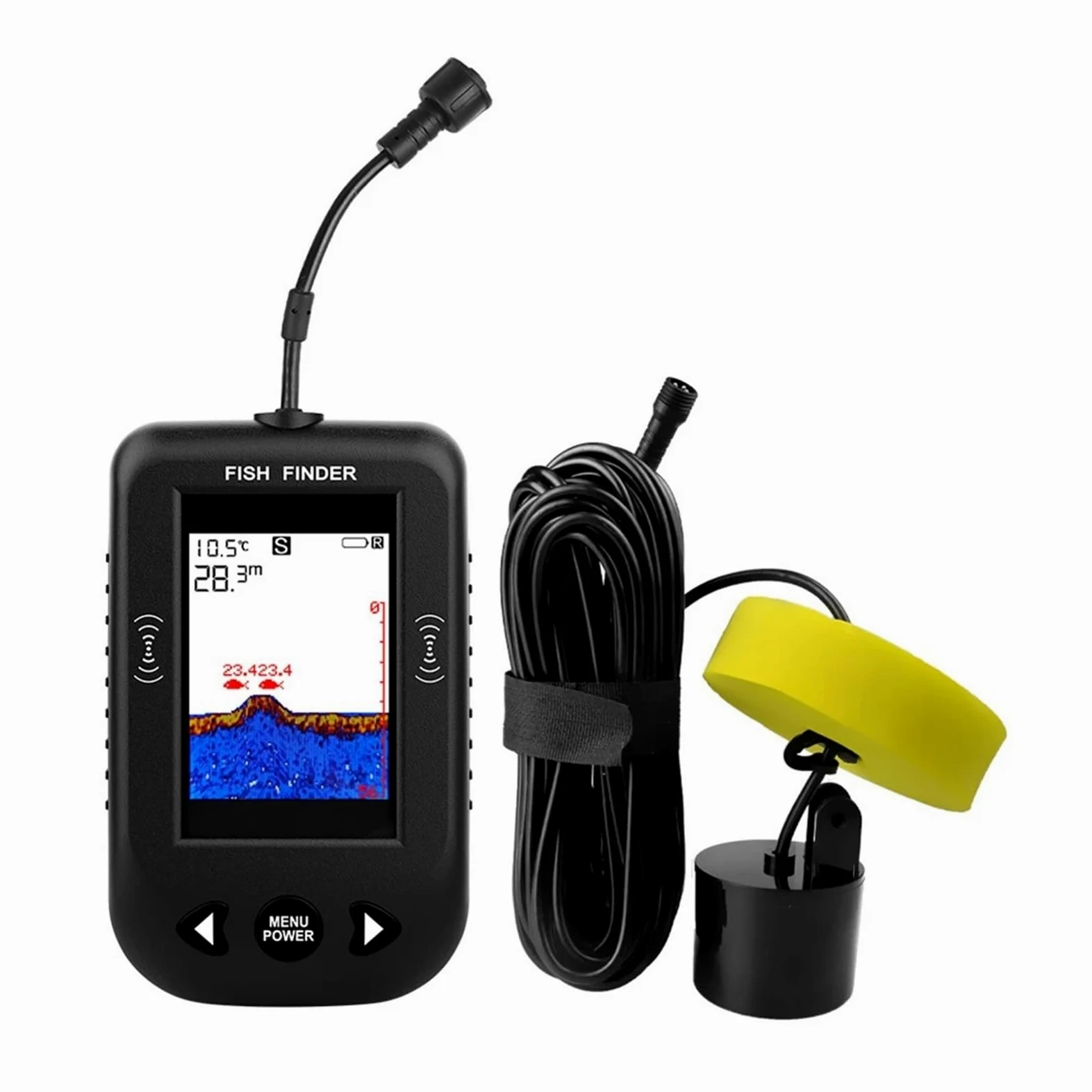Sonda de Pesca portátil con Sensor de sonda de Cable, sonda de Profundidad y Temperatura del Agua.