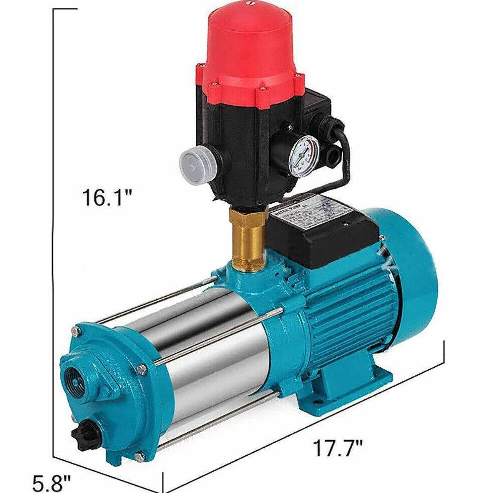 Bomba centrífuga de 1300 W, bomba de agua doméstica, para jardín, con interruptor de presión, bomba de agua potable, 6000 l/h, autoaspirante, 9,8 bar (1300 W con conmutación automática)