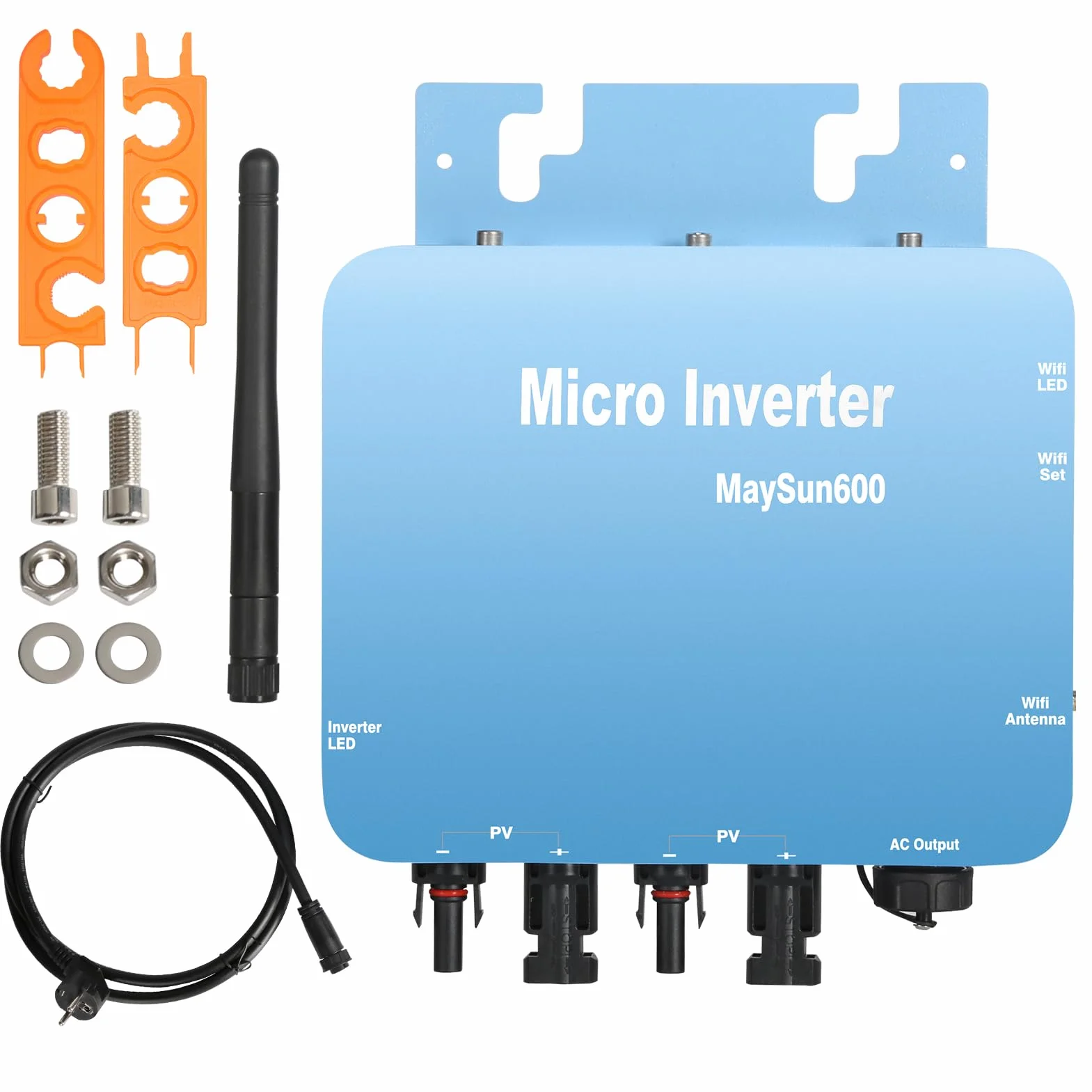 DEWIN Micro Inversor, Microinversor Solar MPPT Grid Tie Inverter 600W DC20V-60V Salida de onda sinusoidal pura con función WiFi Enchufe UE 230V