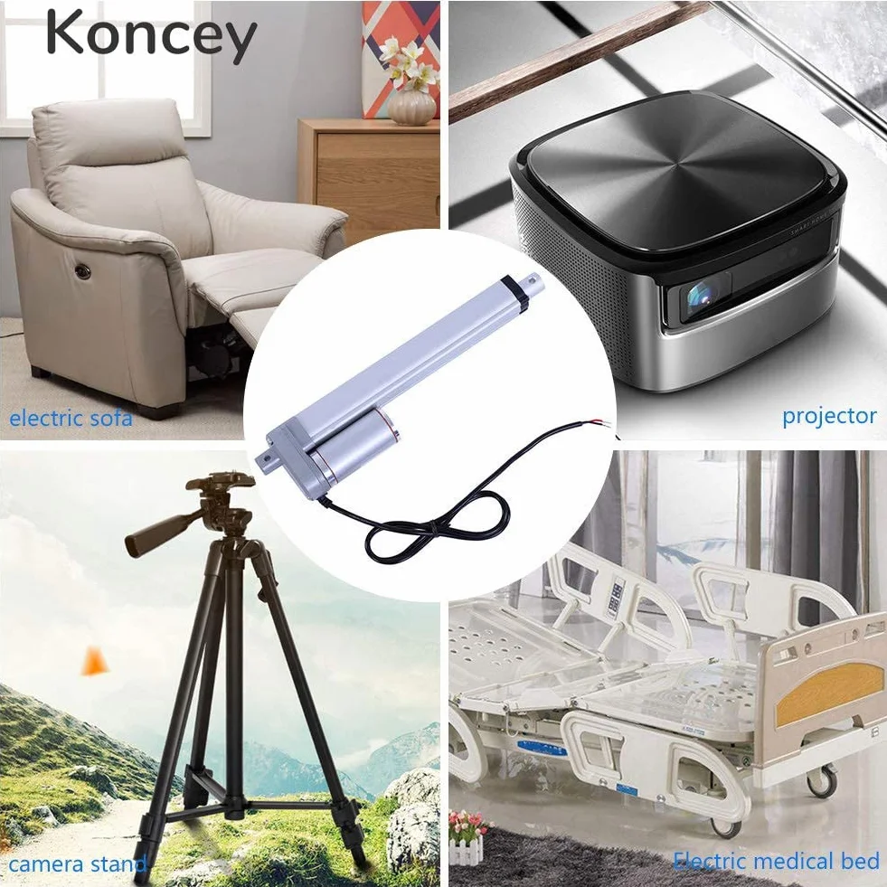 Actuador Lineal 12V 24V DC 2000N 200kg IP65 Carrera 50mm-900mm Impermeable