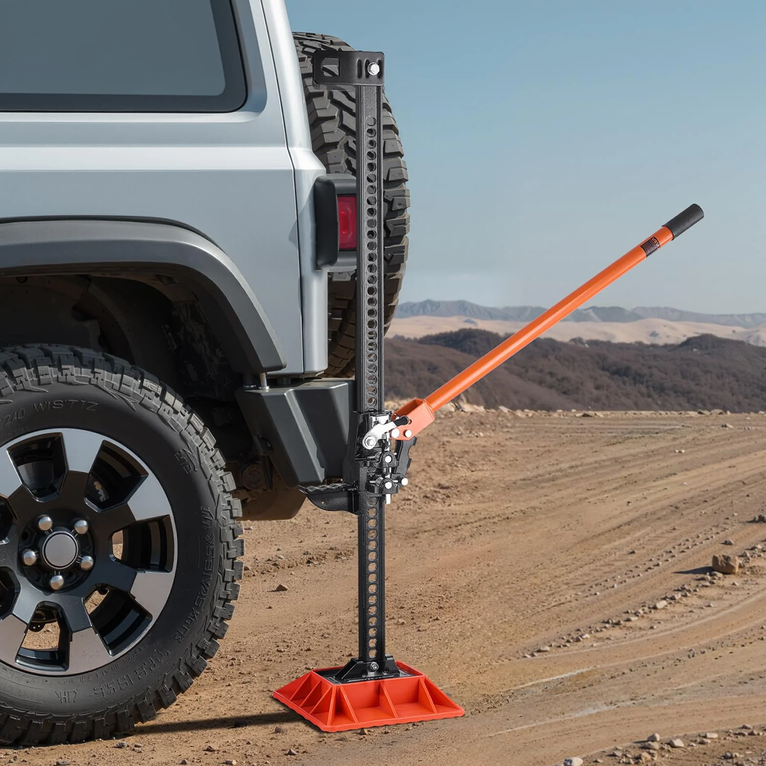 VEVOR Gato Agrícola con Base 122 cm con Elevación Alta y Trinquete Carga Máxima de 3,18 T para Uso Todoterreno de Alta Resistencia con Rango de Elevación de 130,1-1079,5 mm para Tractor, Camión, SUV