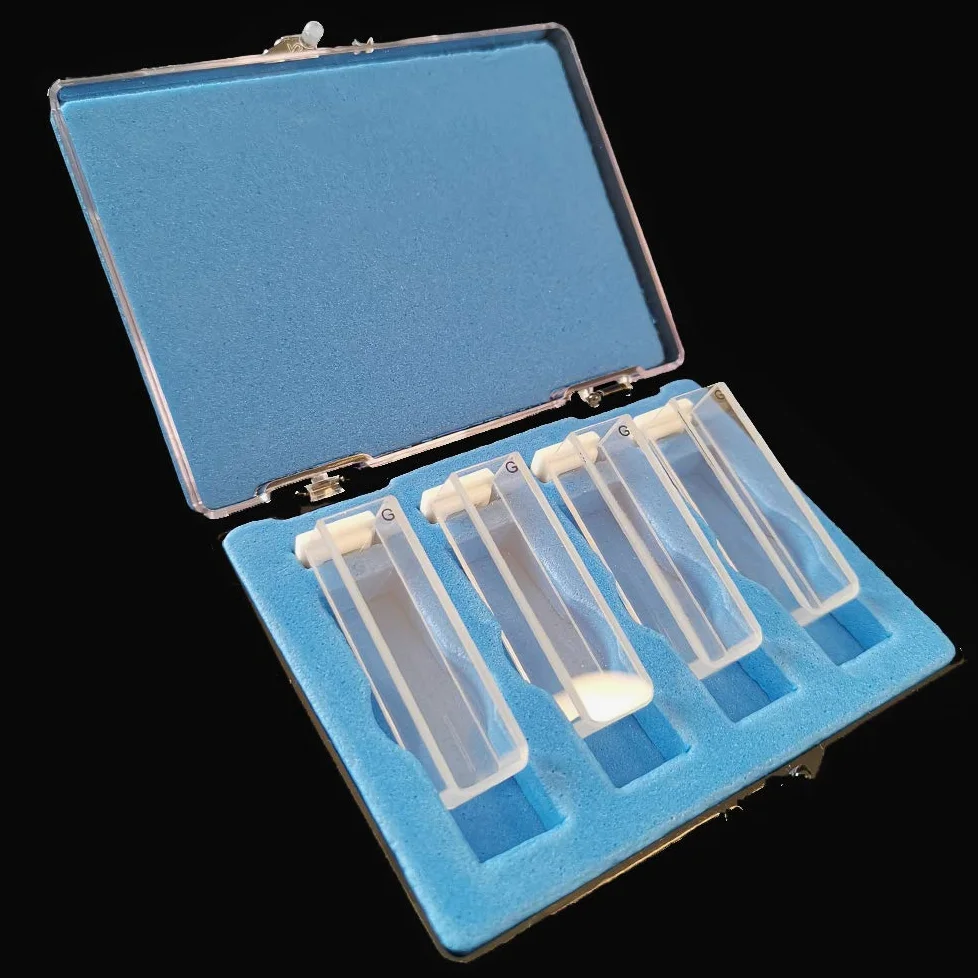 Cubeta de cristal fluorescente (4 piezas), espectrómetro celular, longitud de trayectoria de 10 mm, 1 cm, 3,5 ml, 4 cubeta de fluorómetro transparente
