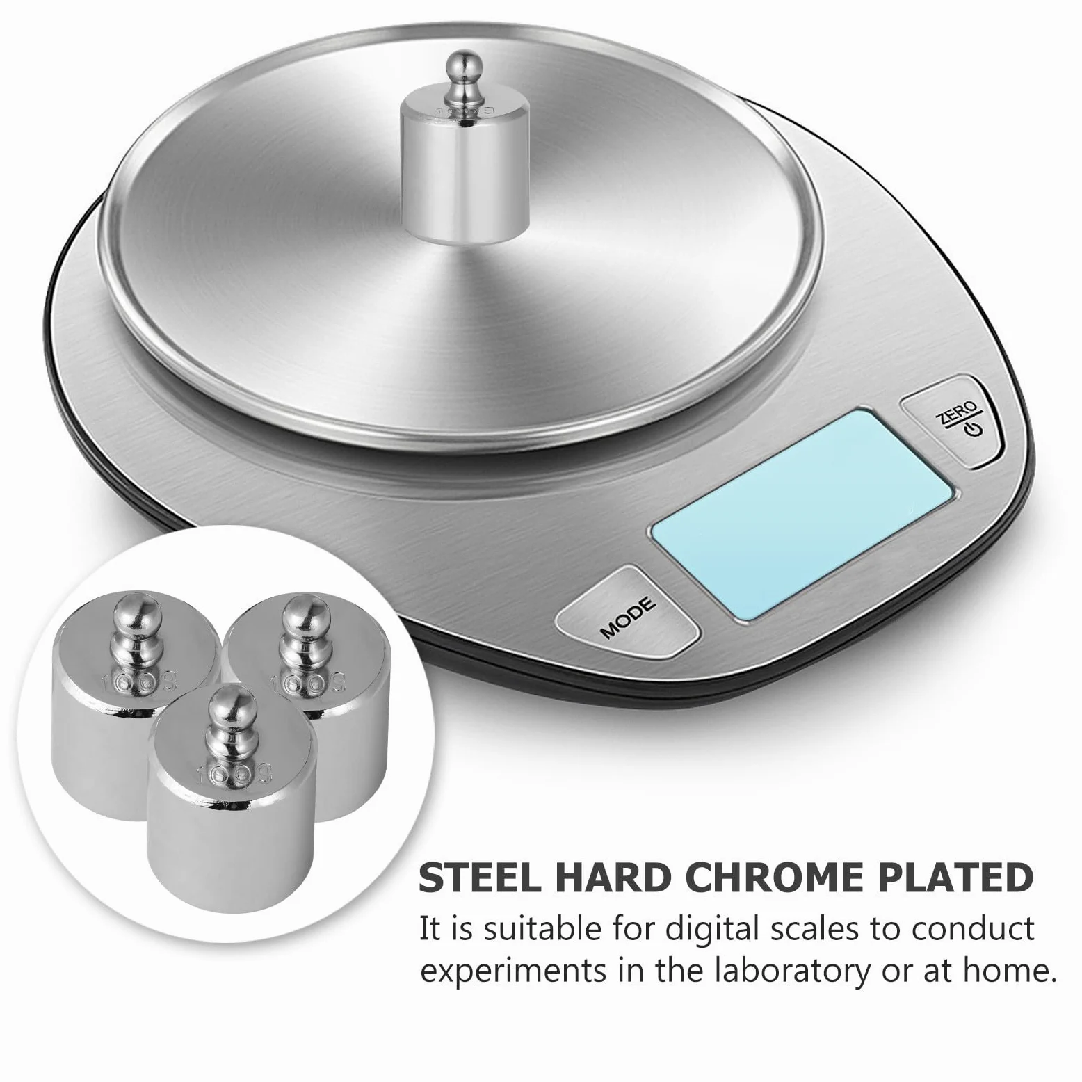 Garneck Pesas de Calibración de Acero Cromado 100 G M2 Estándar, Juego de 3 Piezas para Básculas Electrónicas, Accesorios de Calibración para Balanza Digital en Laboratorio y Enseñanza