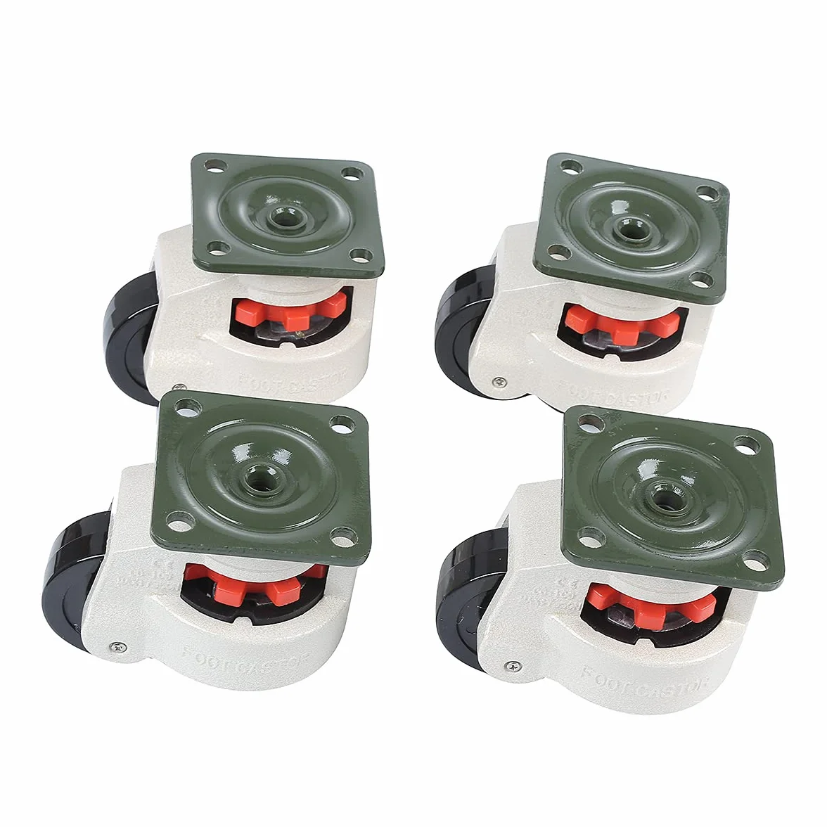 KATSU GD-60F Juego de 4 Ruedas Giratorias 1000kg Placa Giratoria Nivelación Móvil para Maquinaria Pesada