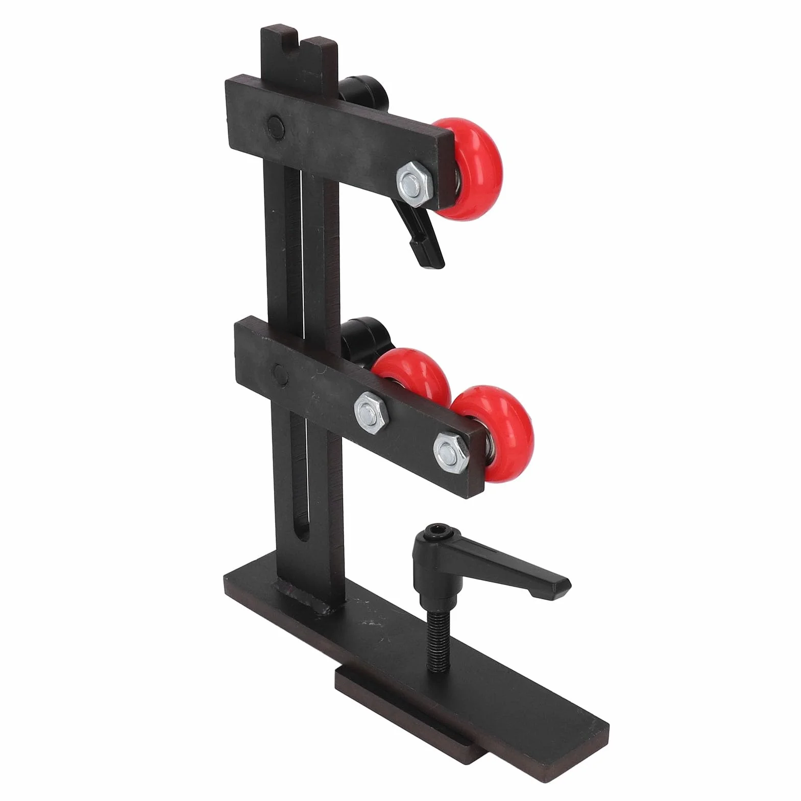 Fockety Torno de Madera luneta, en Forma de L de carpintería luneta con 3 Ruedas de fijación de Metal, Madera Torno de Herramientas de carpintería Centro de Marco de Hierro Fundido de herr