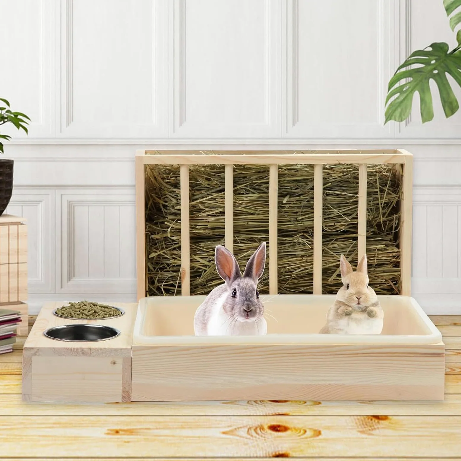 Comedero de Madera para de Conejo, Juguete Interactivo de Enriquecimiento.