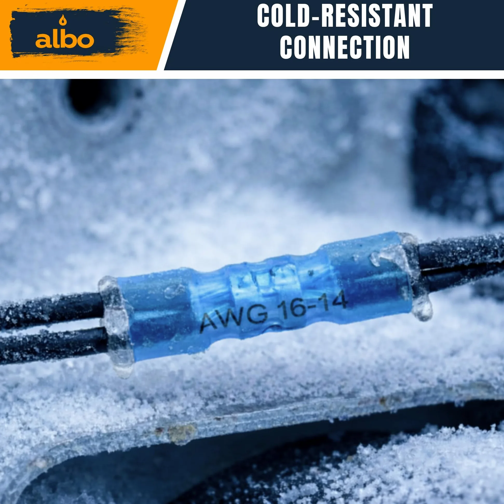 ALBO 1000 conectores termorretráctiles de 16 a 14 AWG, cobre estañado de 0,8 mm, conectores de alambre de crimpado aislados de grado marino, conectores eléctricos impermeables, empalme a tope para