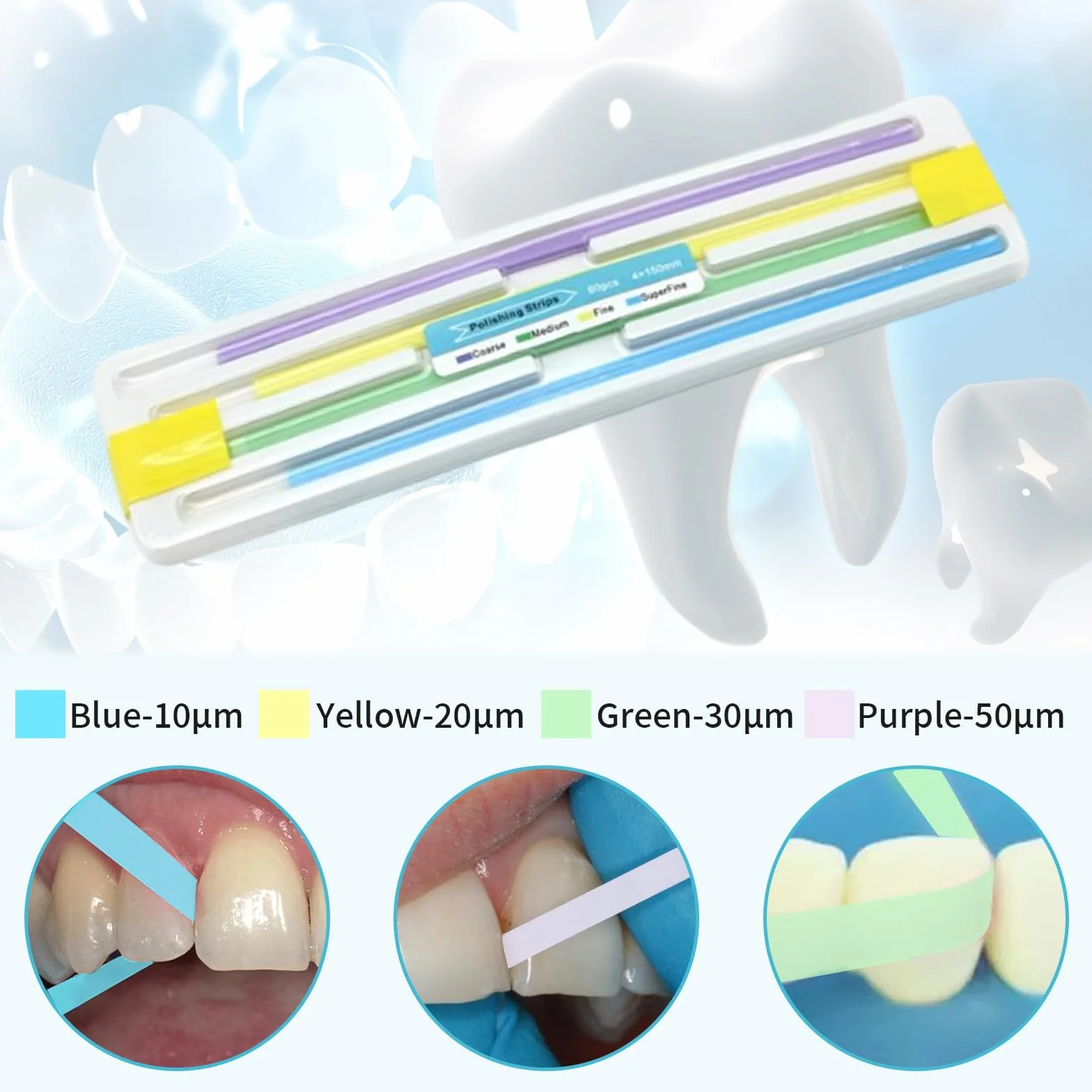 GUTERTOP 60 unidades papel de lija dental tiras de lijado pulido dientes acabado brillante kit