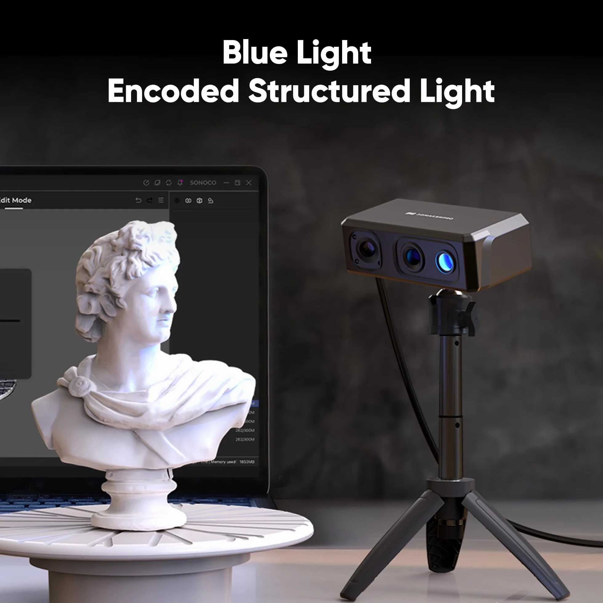 Escáner 3D 3DMakerpro Seal, escáner 3D portátil con precisión de 0,01 mm, cámara a color de 24 bits, lentes ópticas antivibración, escáner 3D de velocidad de escaneo de 10 FPS - Kit Premium