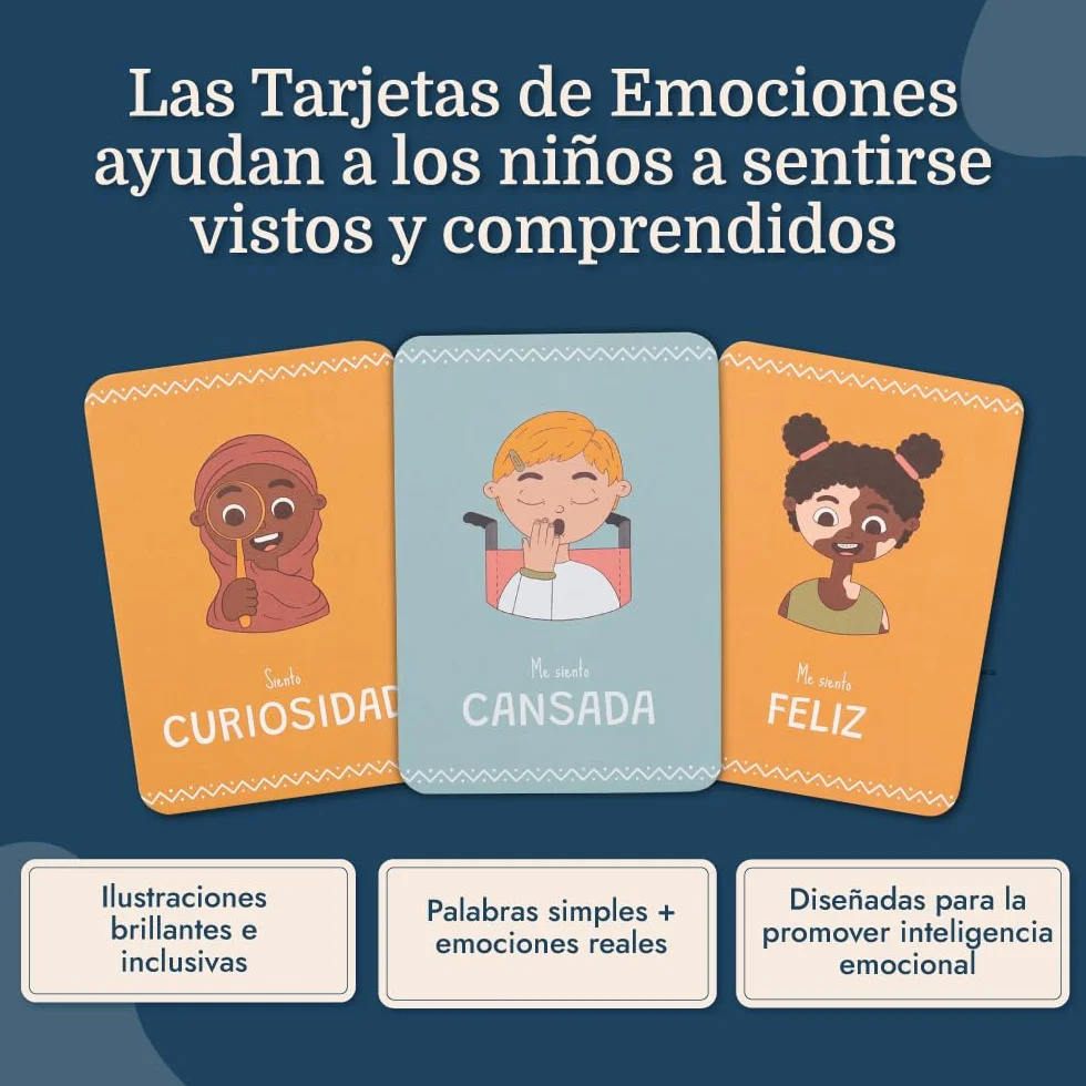 Samma Sati Tarjetas de Emociones Montessori Juego Educativo Flashcards para Niños 2 Años Pictogramas Español