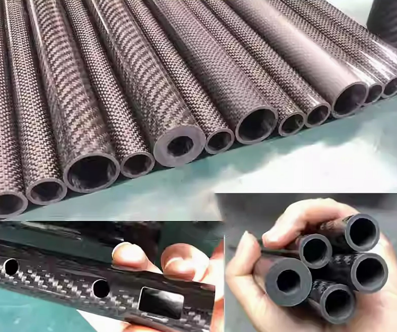 Tubo de Fibra de Carbono Tubo Redondo de Fibra de Carbono Ligero, Eje Hueco de Fibra de Carbono Personalizable, para automoción, Drones, estructuras de Cometas o impresoras 3D(47x43x1000MM)