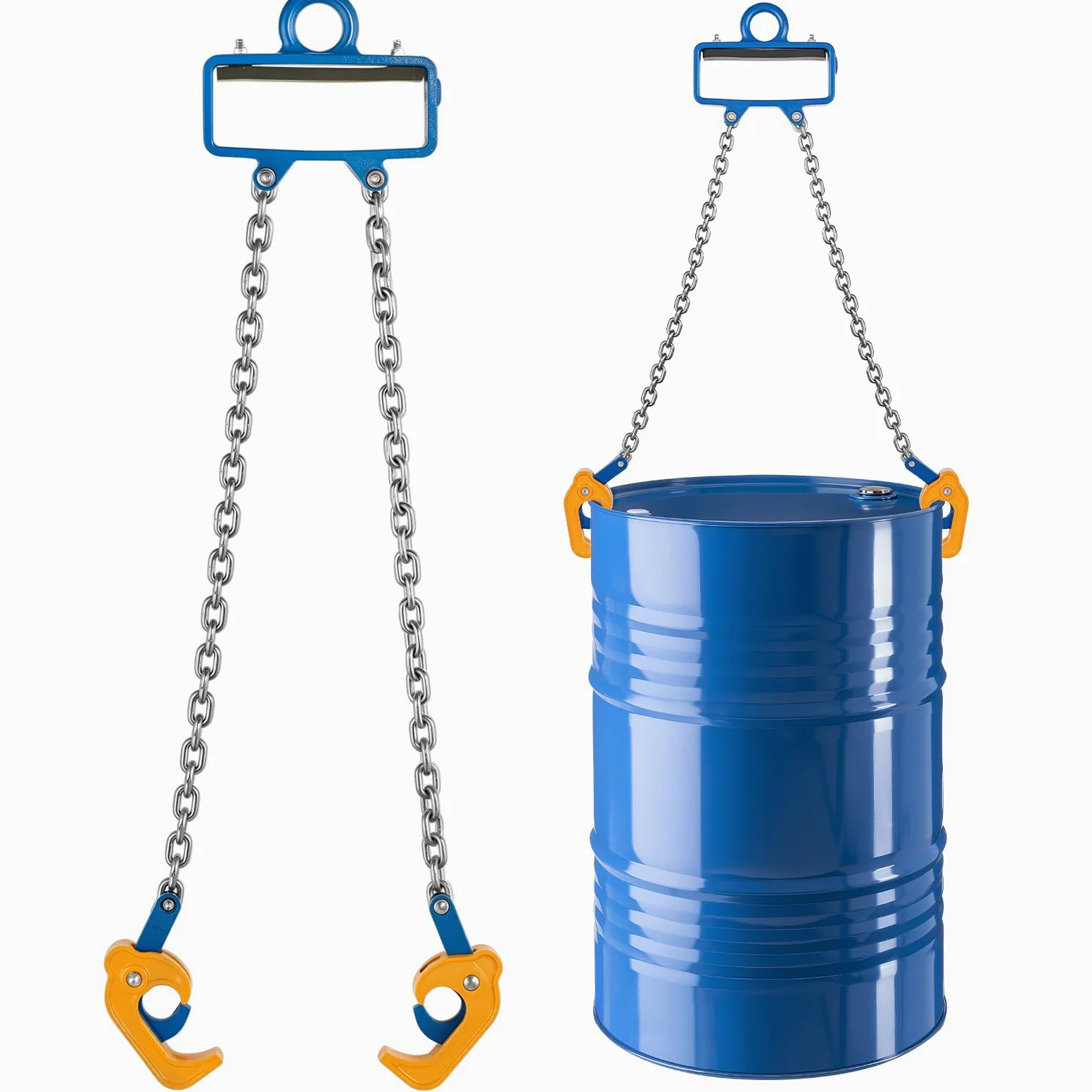 VEVOR Elevador de Bidones de Cadena G80, Capacidad 1 T, Acero al Carbono, 755x175x35 mm