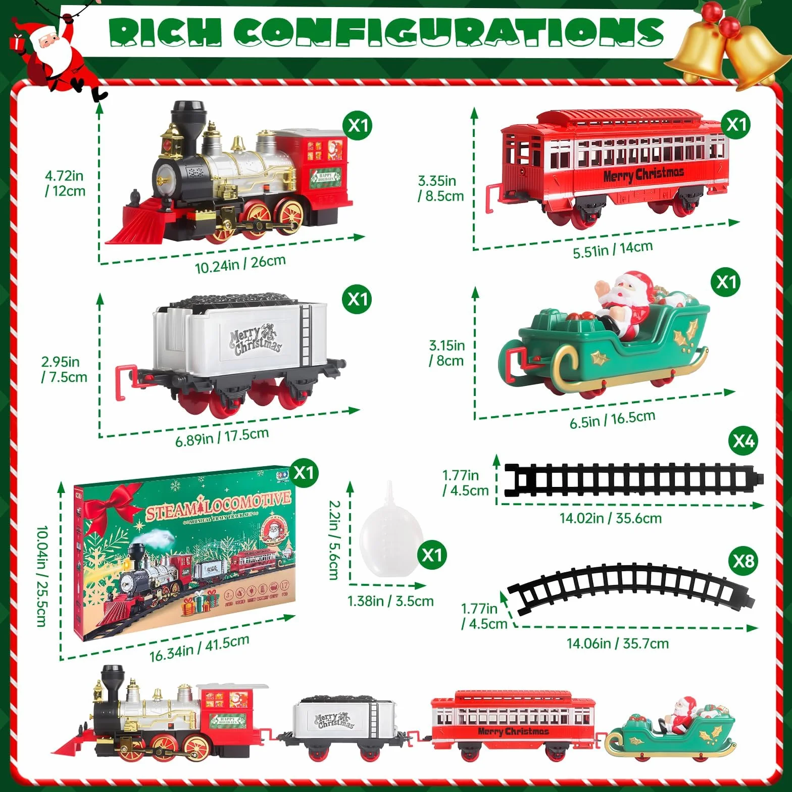 Tren Eléctrico para Niños con Humo, Luces y Sonidos - Juguete de Tren de Vapor 3-7 Años